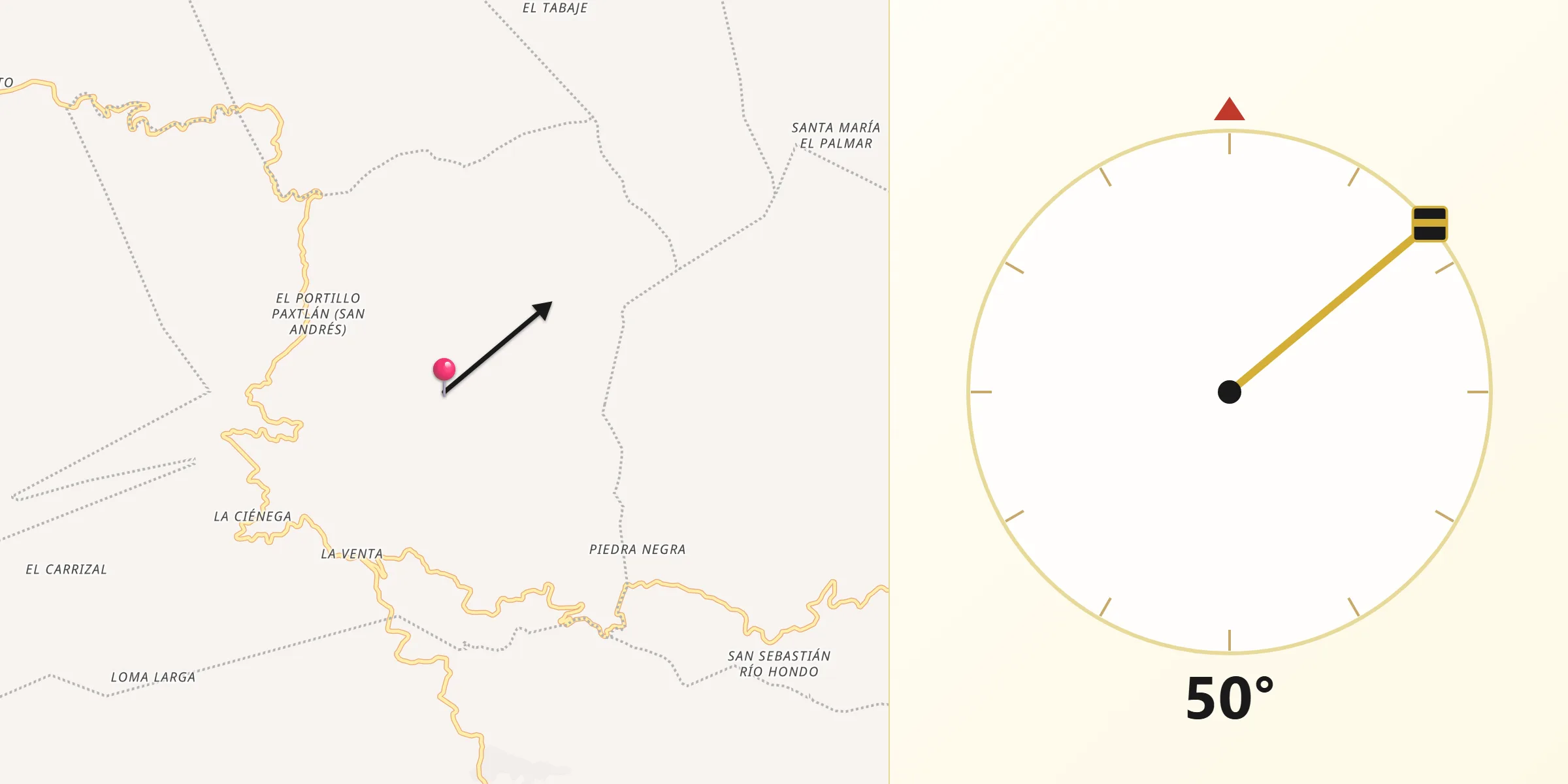 Dirección de la Qibla desde San Andrés Paxtlán