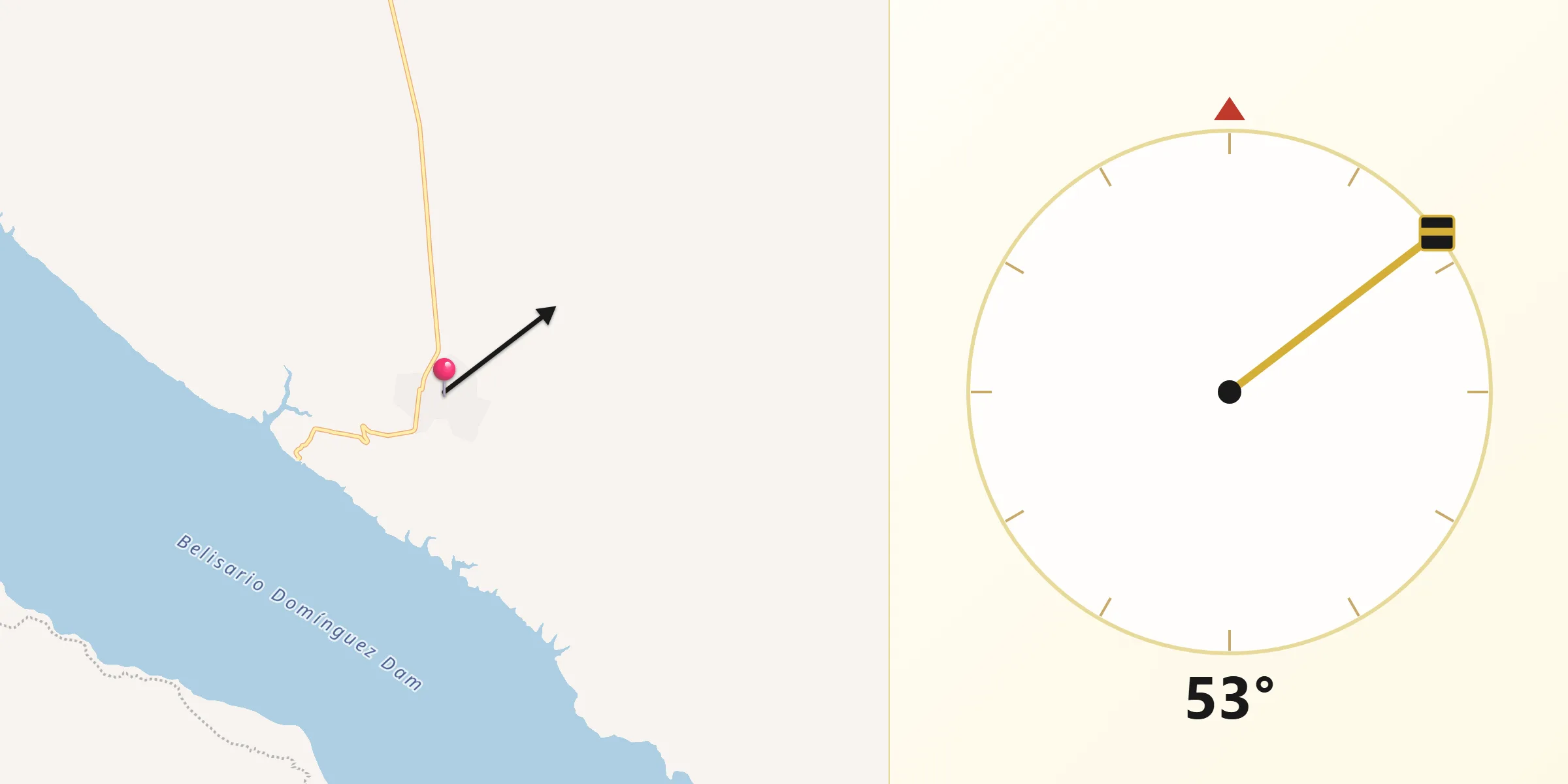 Dirección de la Qibla desde Paraíso del Grijalva