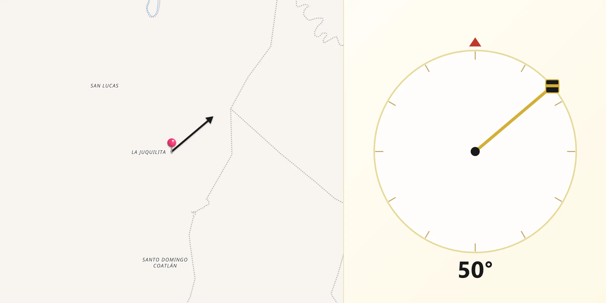 Dirección de la Qibla desde San Jerónimo Coatlán