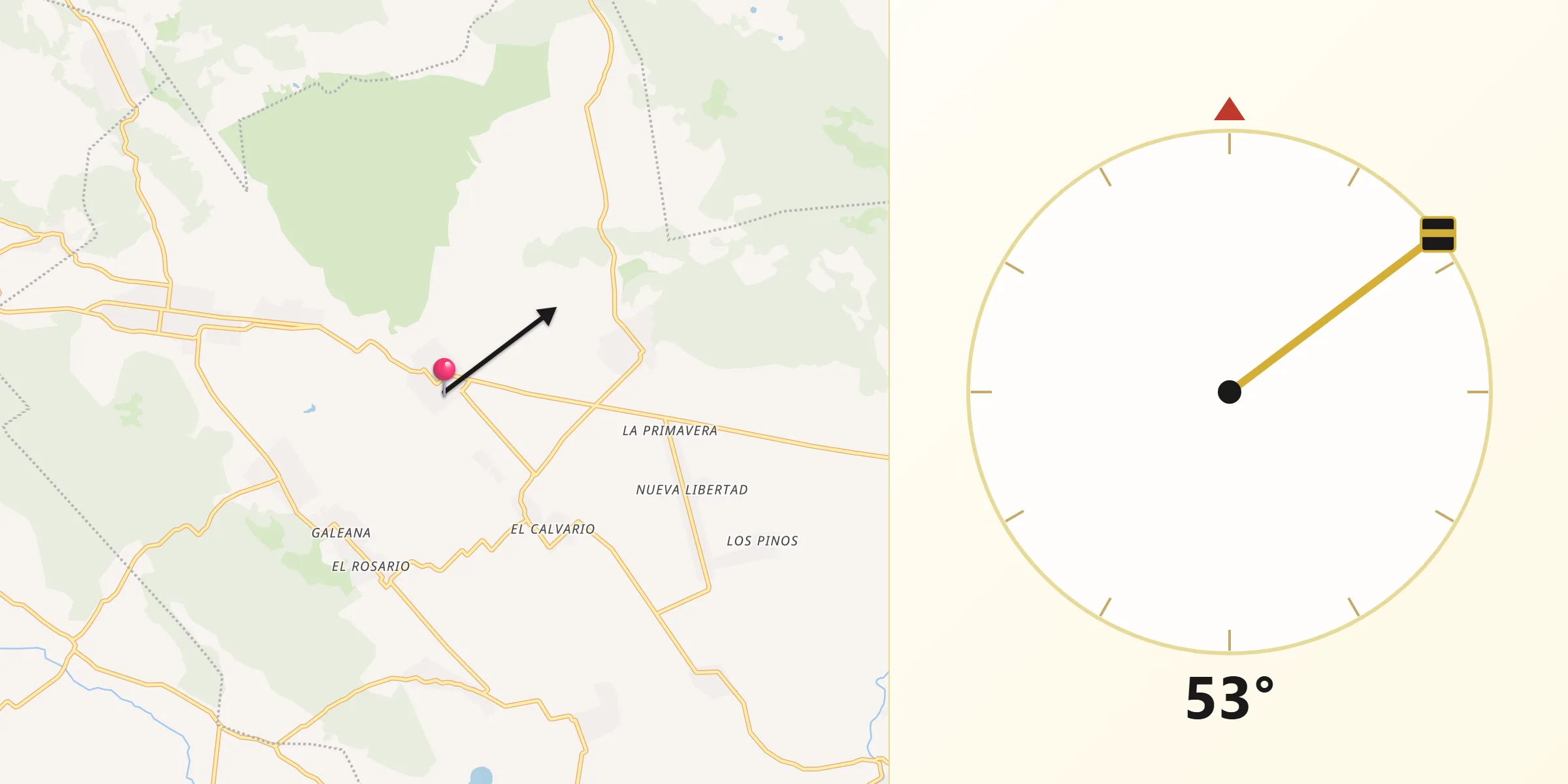 Dirección de la Qibla desde Buenavista