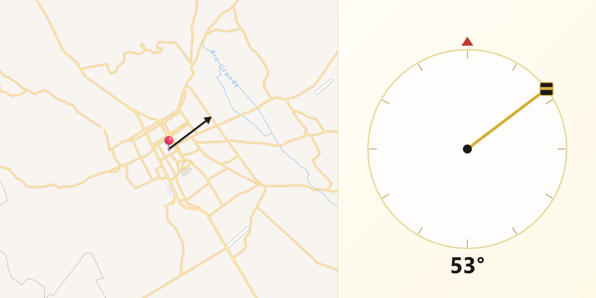 Dirección de la Qibla desde Comitán