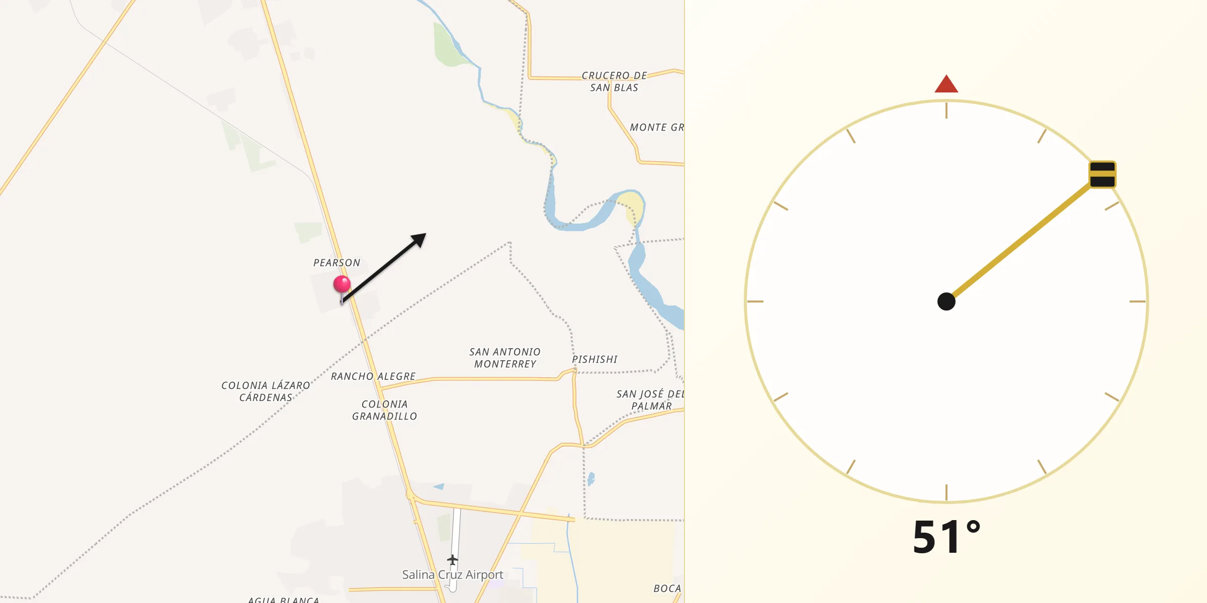 Dirección de la Qibla desde La Noria