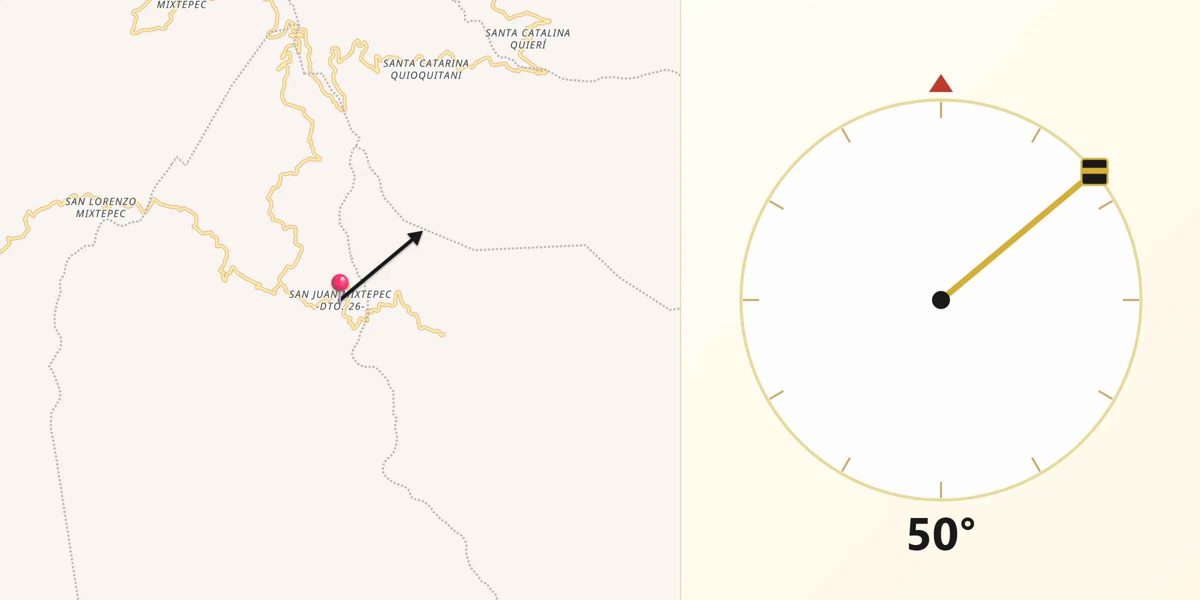 Dirección de la Qibla desde San Juan Mixtepec -Dto. 26 -
