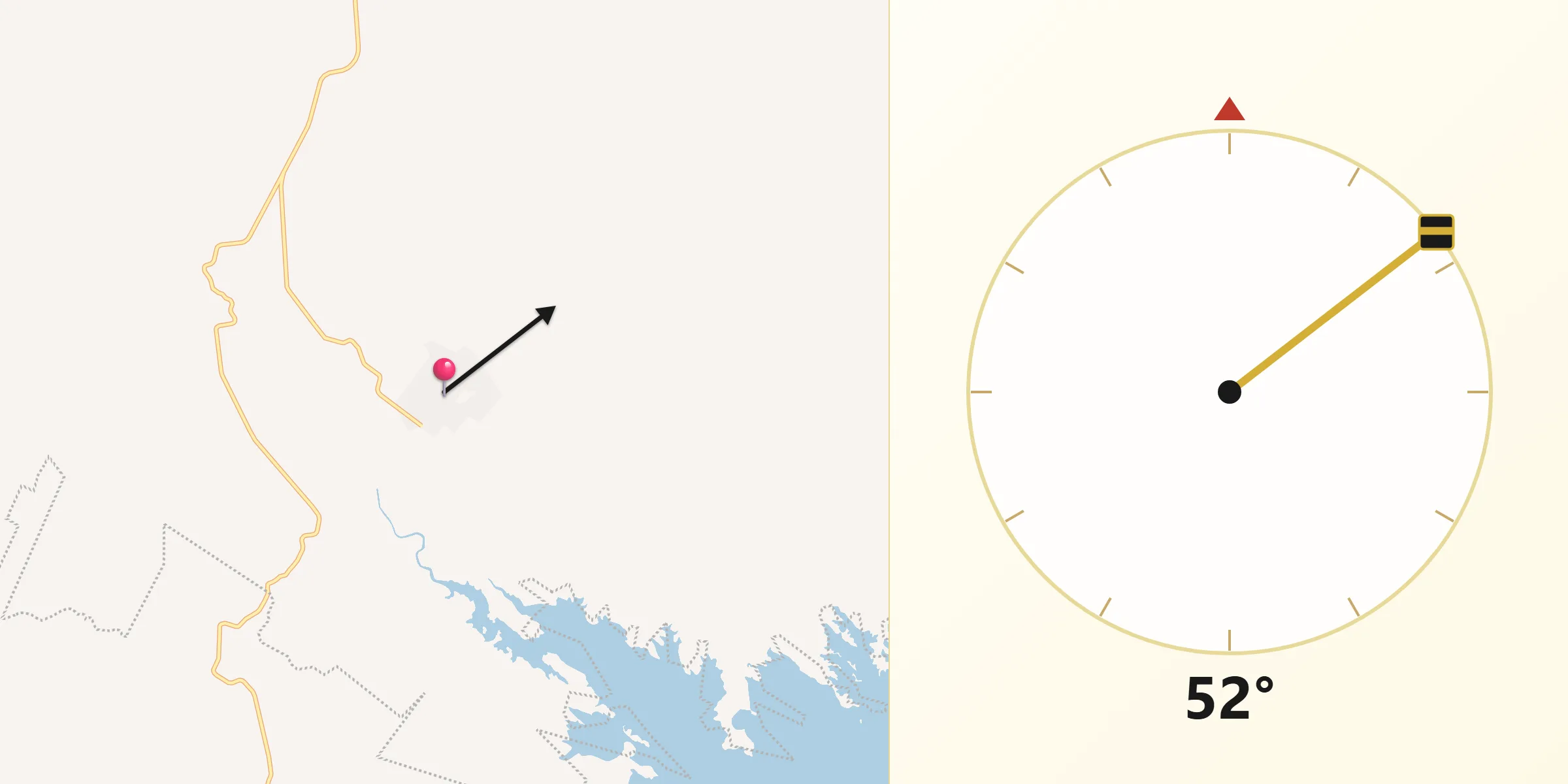 Dirección de la Qibla desde Jericó