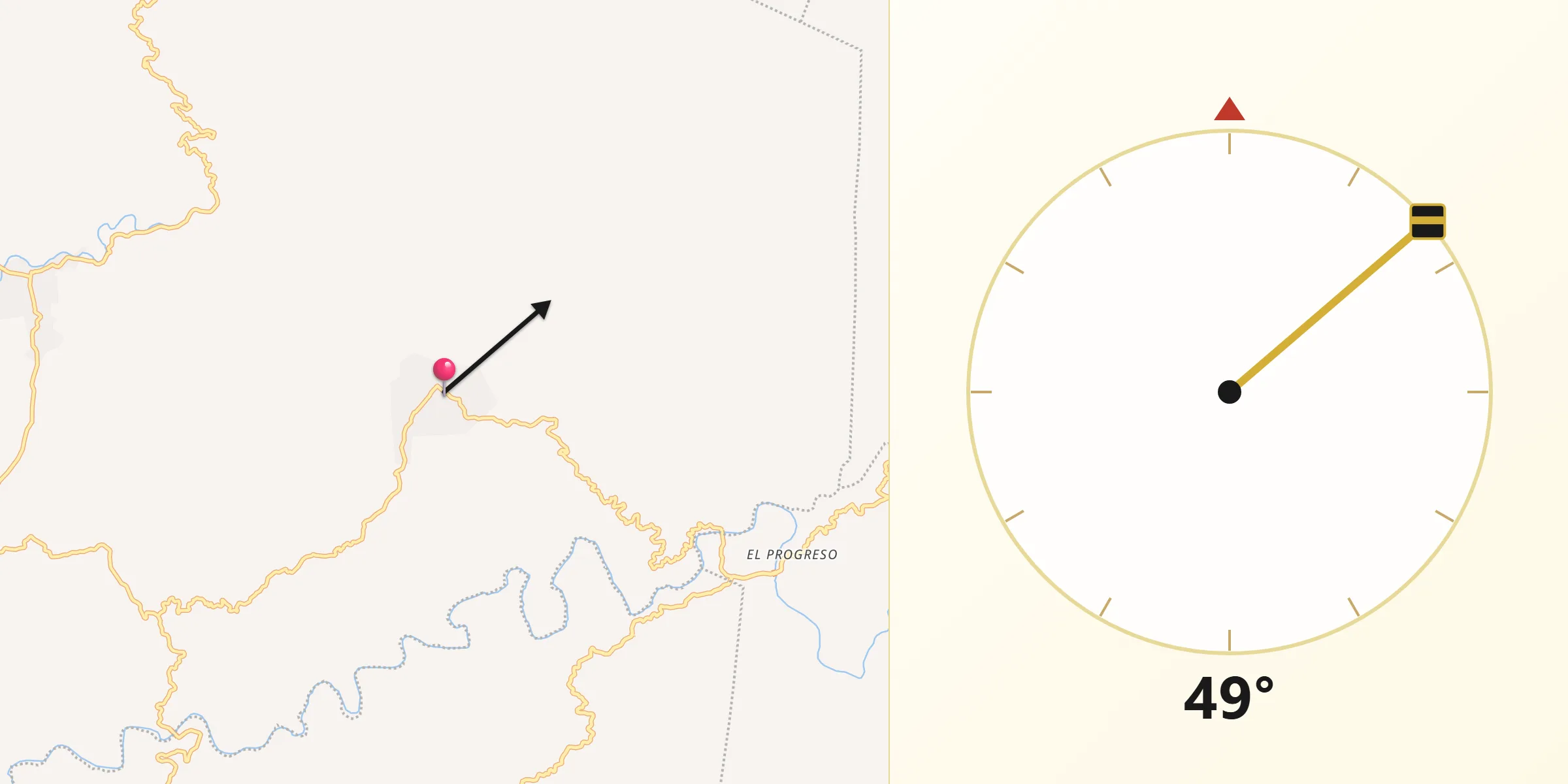 Dirección de la Qibla desde Tepenixtlahuaca