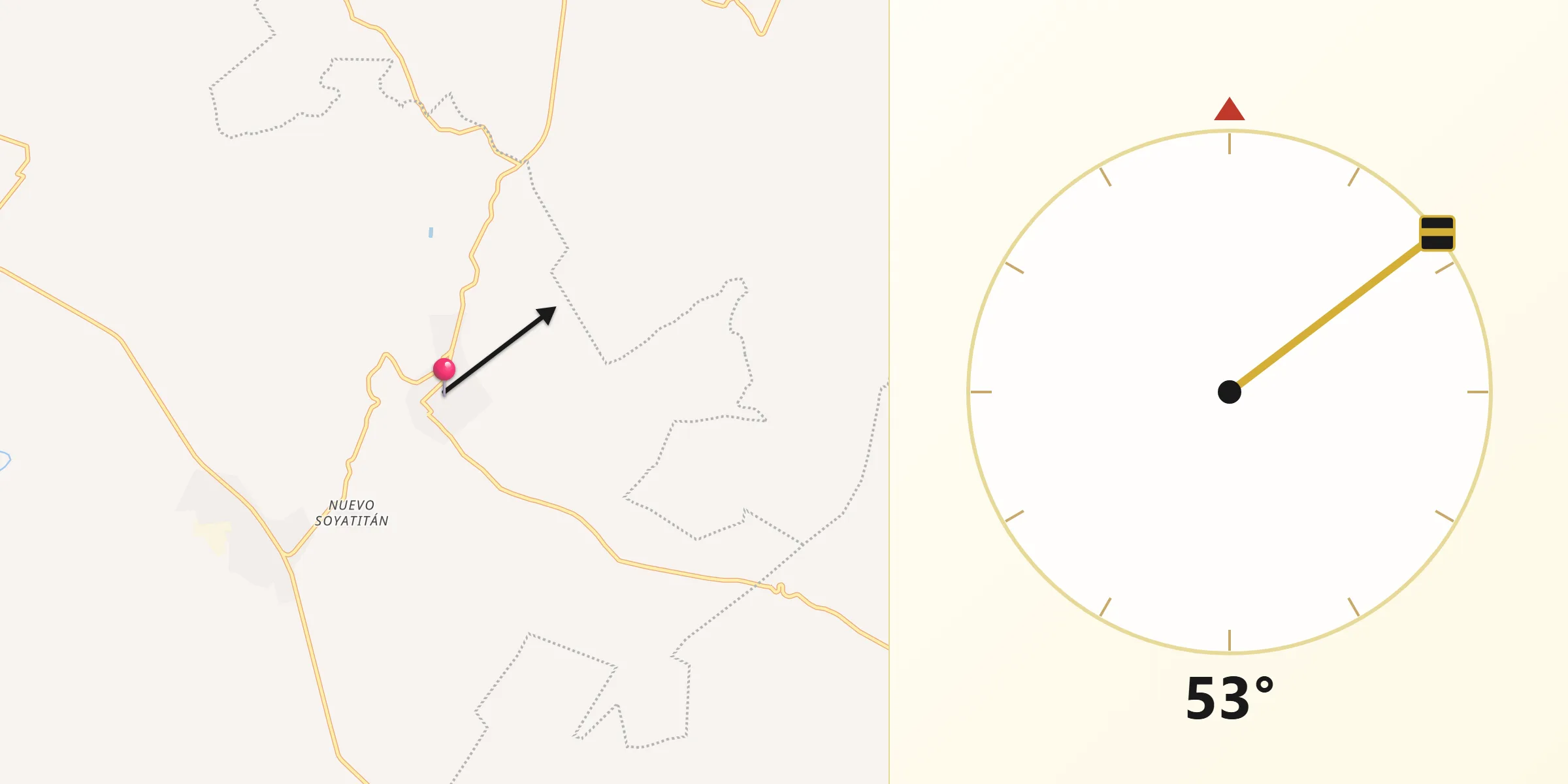 Dirección de la Qibla desde Soyatitán