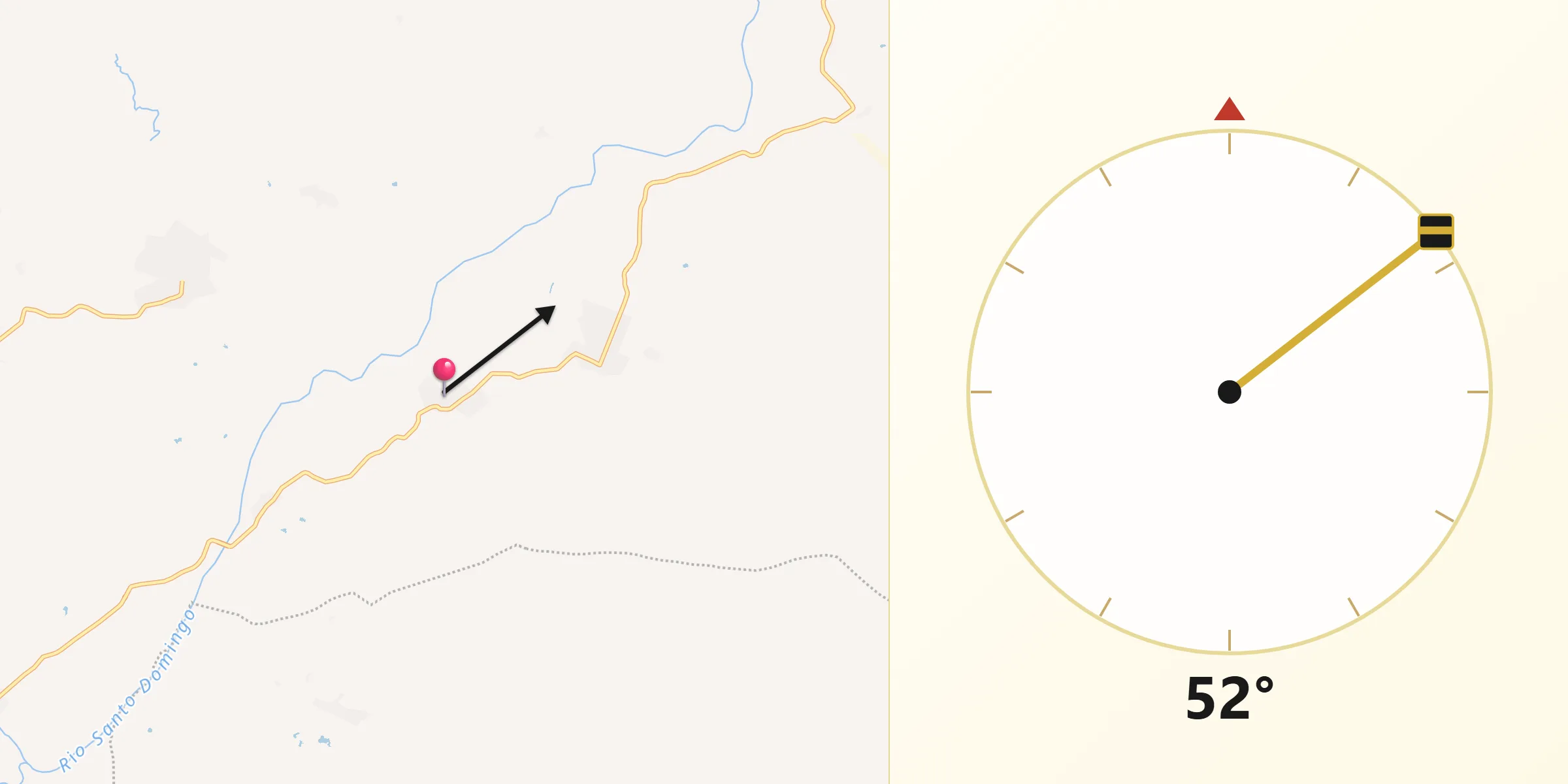 Dirección de la Qibla desde Dieciséis de Septiembre