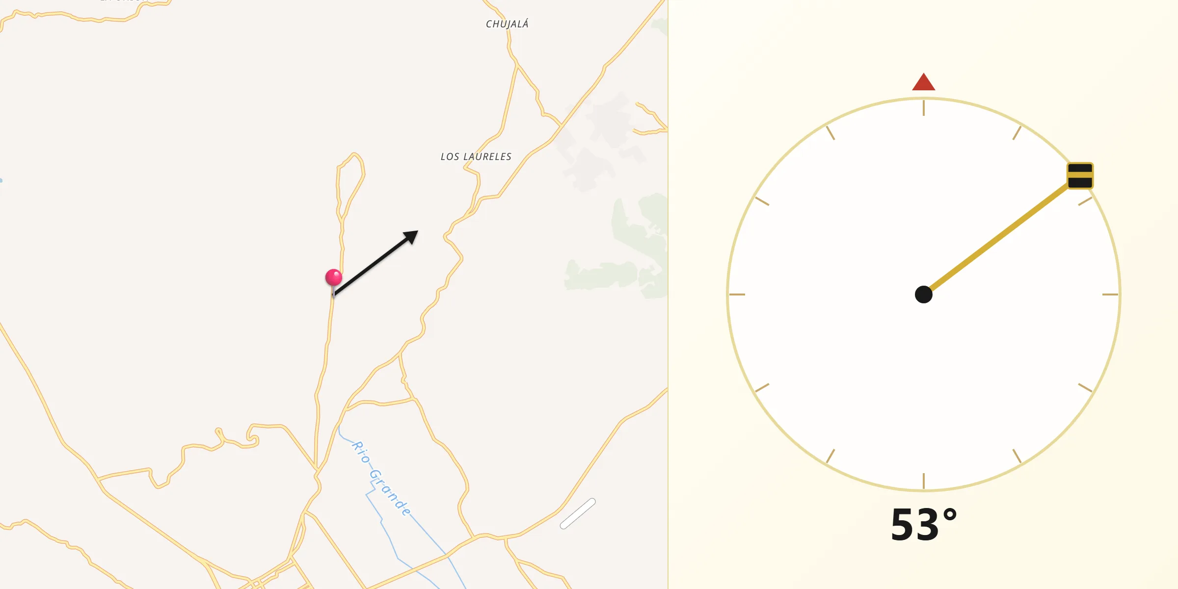 Dirección de la Qibla desde Los Riegos