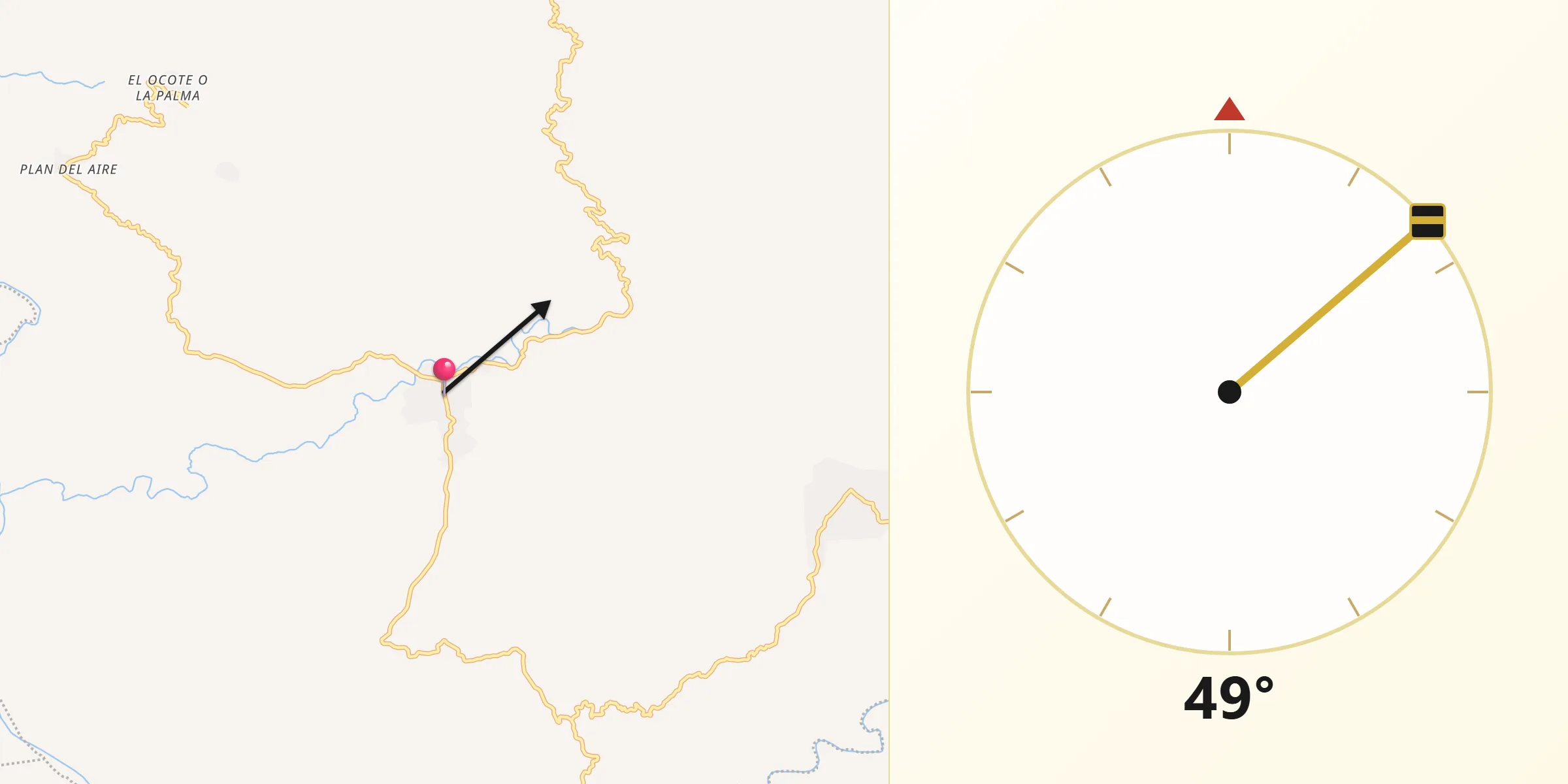 Dirección de la Qibla desde Tataltepec de Valdés
