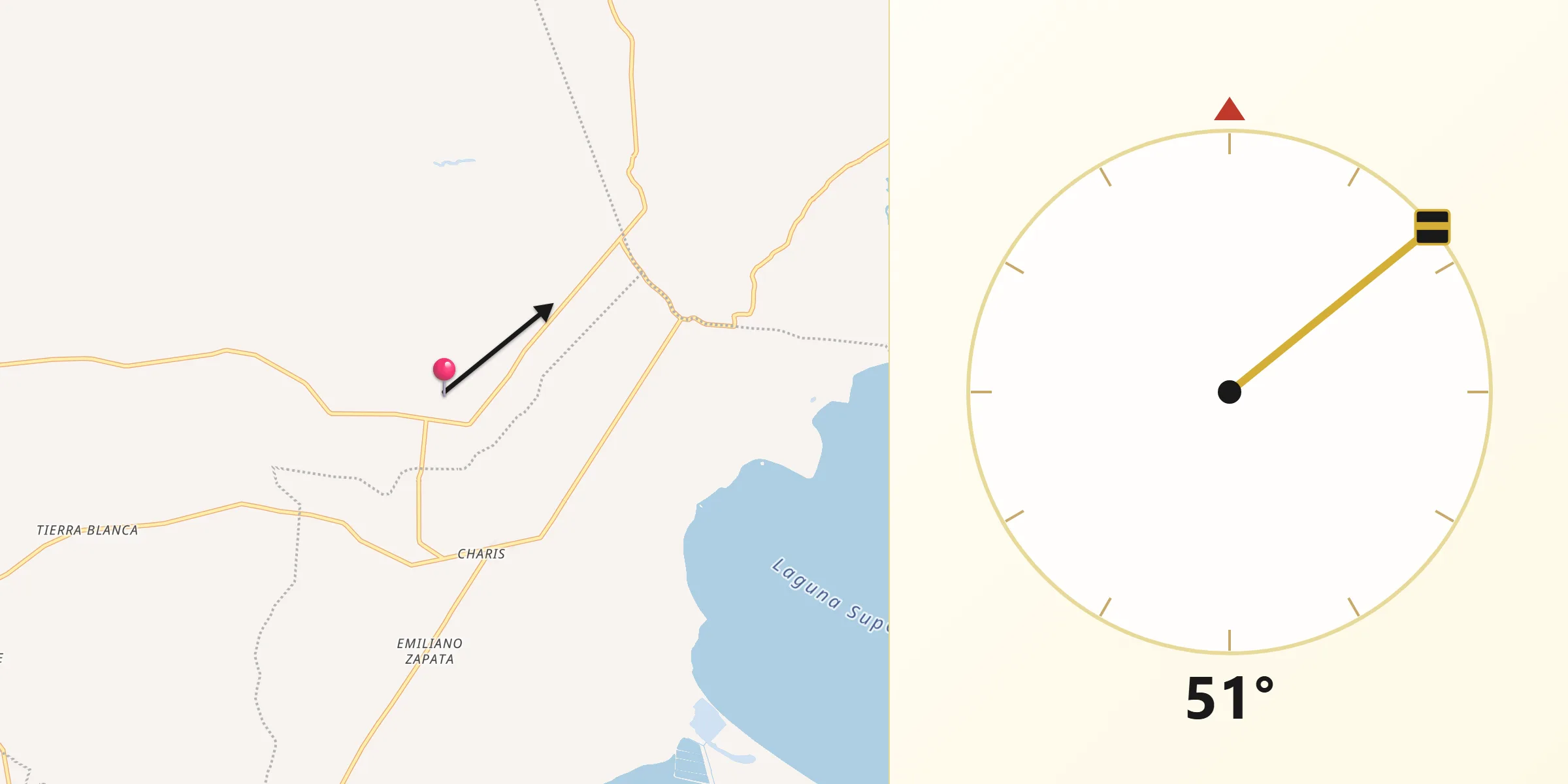 Dirección de la Qibla desde Santa Rosa