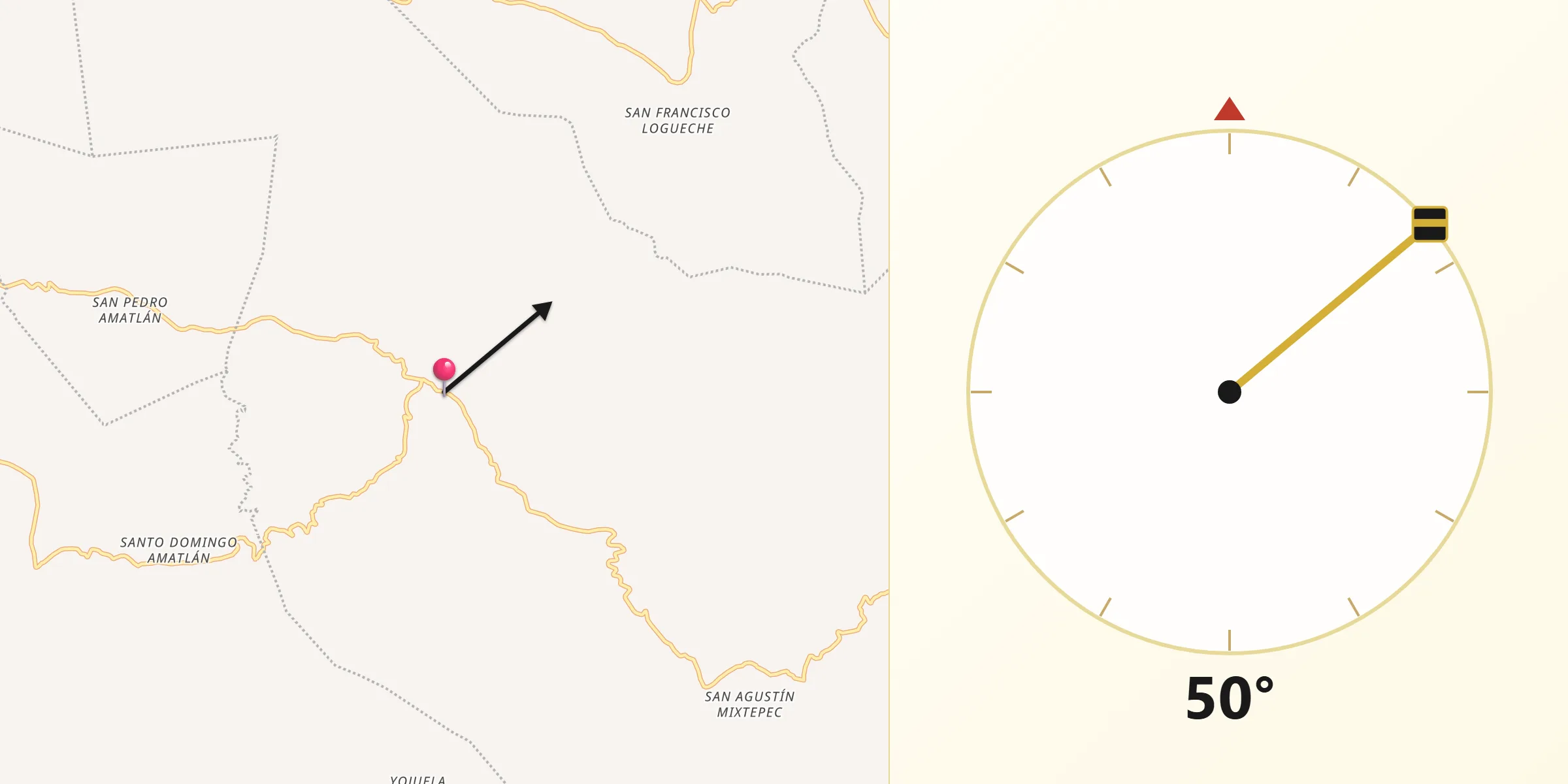 Dirección de la Qibla desde San Cristóbal Amatlán