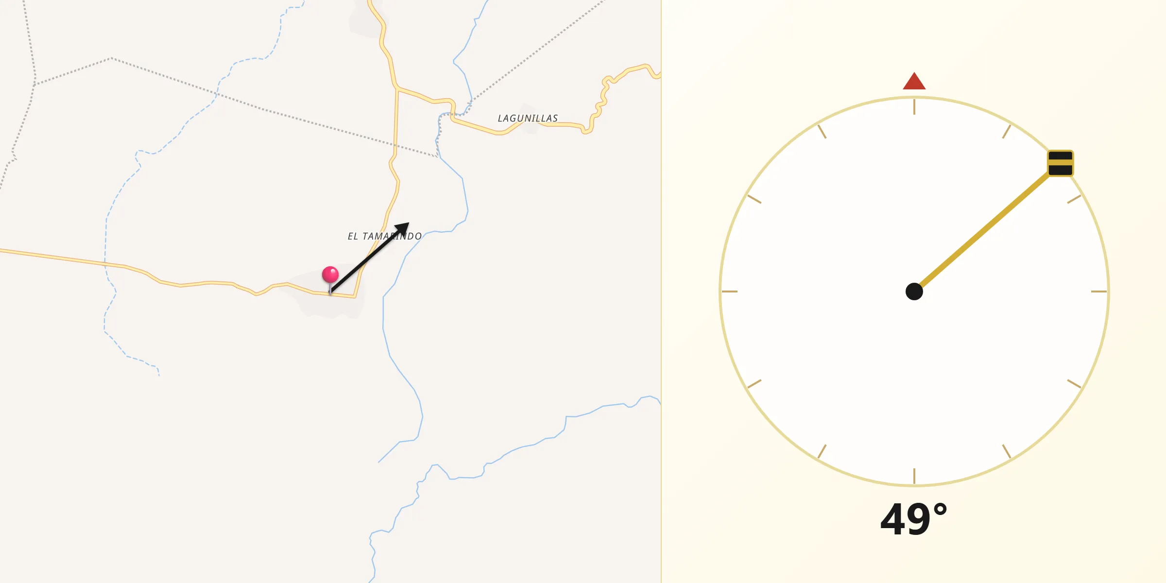 Dirección de la Qibla desde El Ciruelo