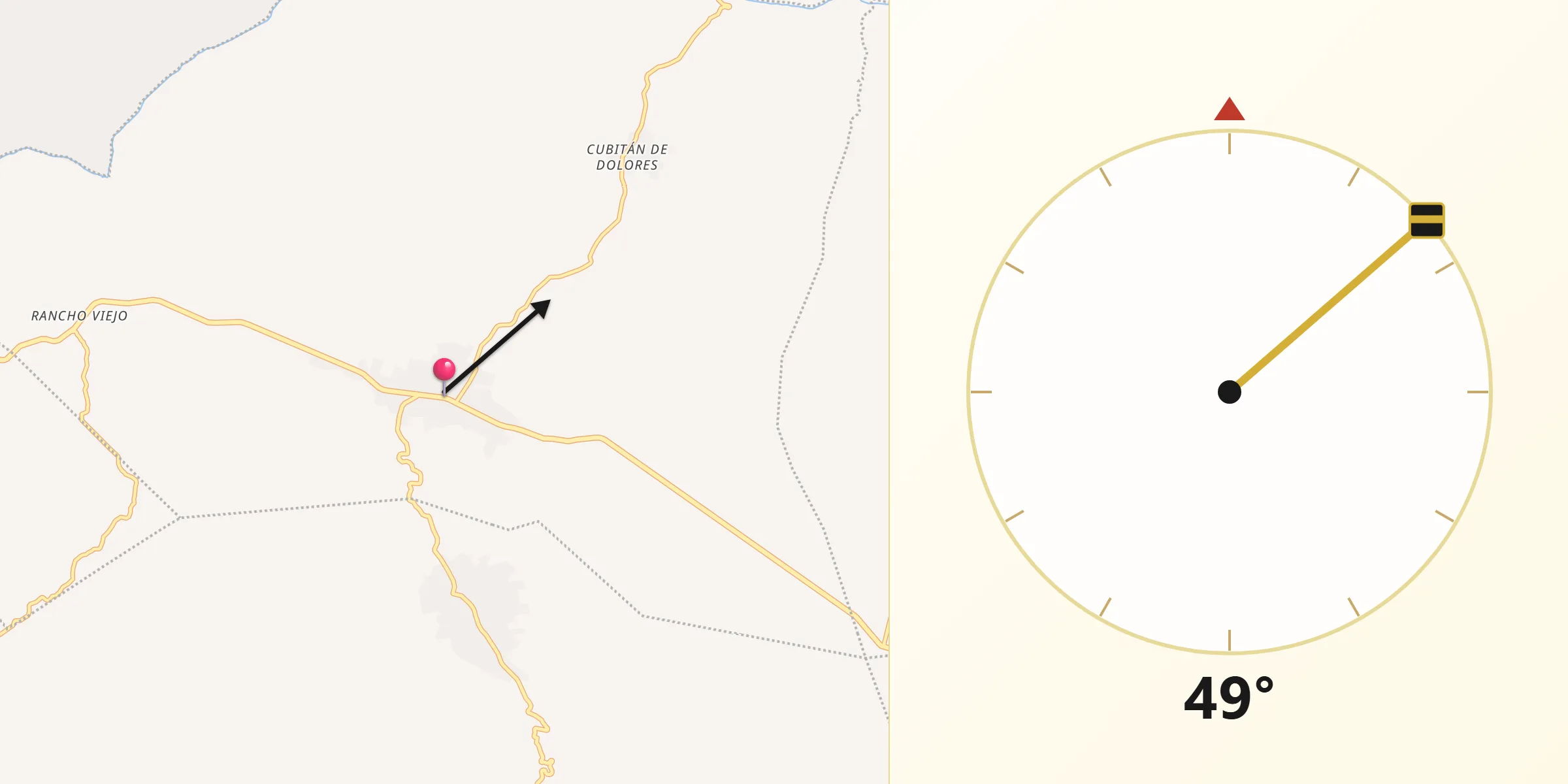 Dirección de la Qibla desde San Andrés Huaxpaltepec