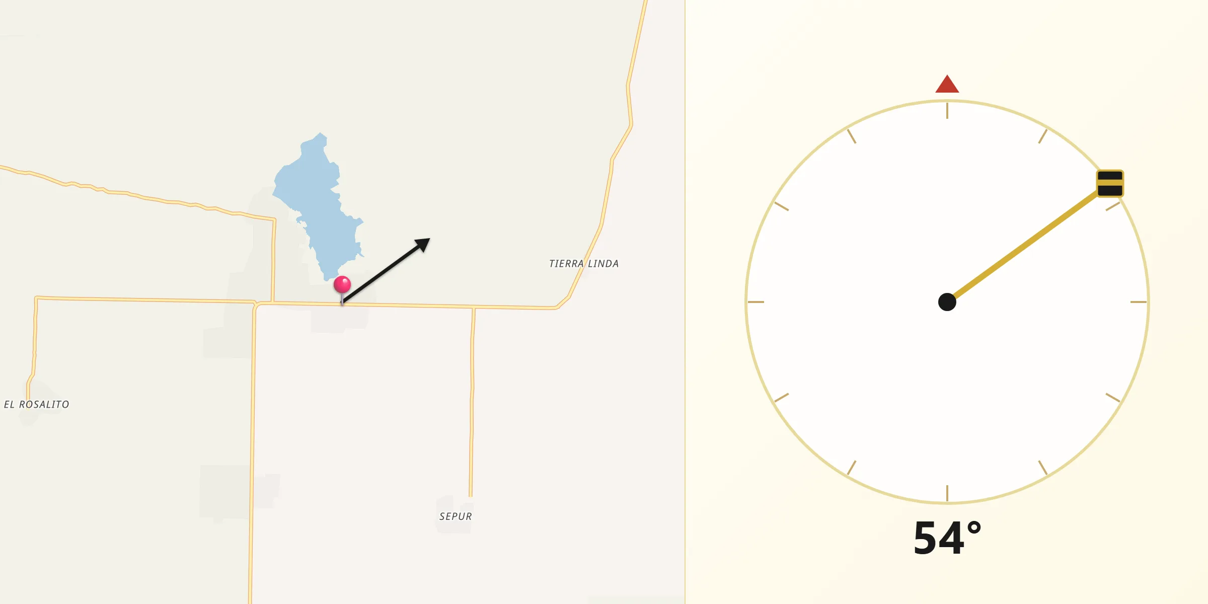 Dirección de la Qibla desde Municipio de Sayaxché