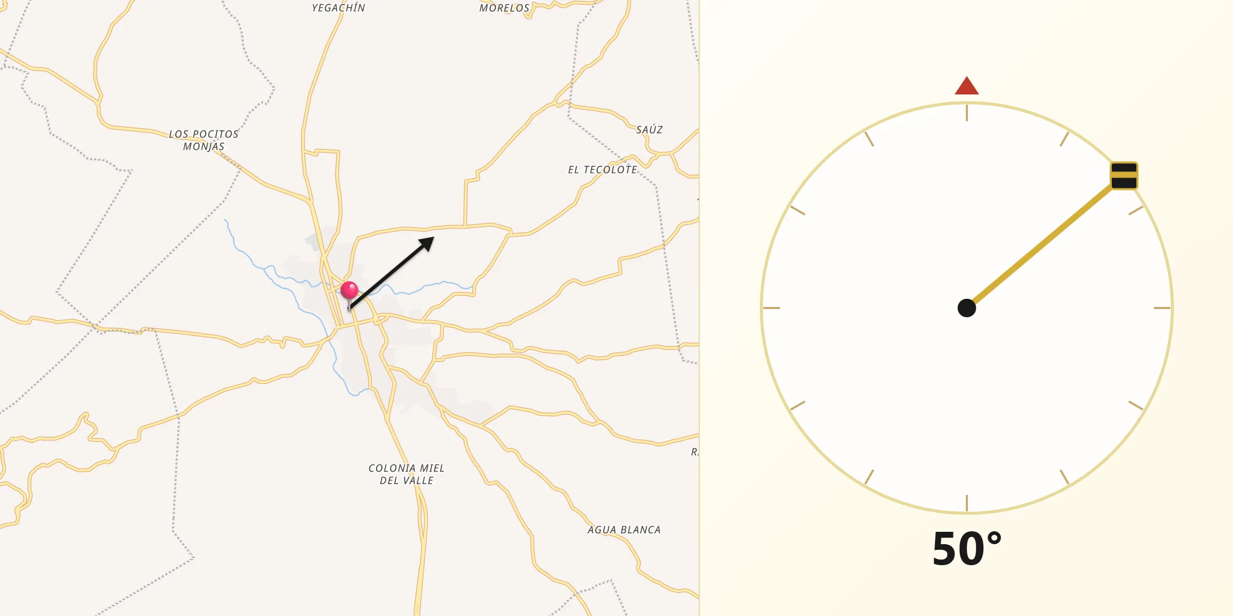 Dirección de la Qibla desde Miahuatlán de Porfirio Díaz