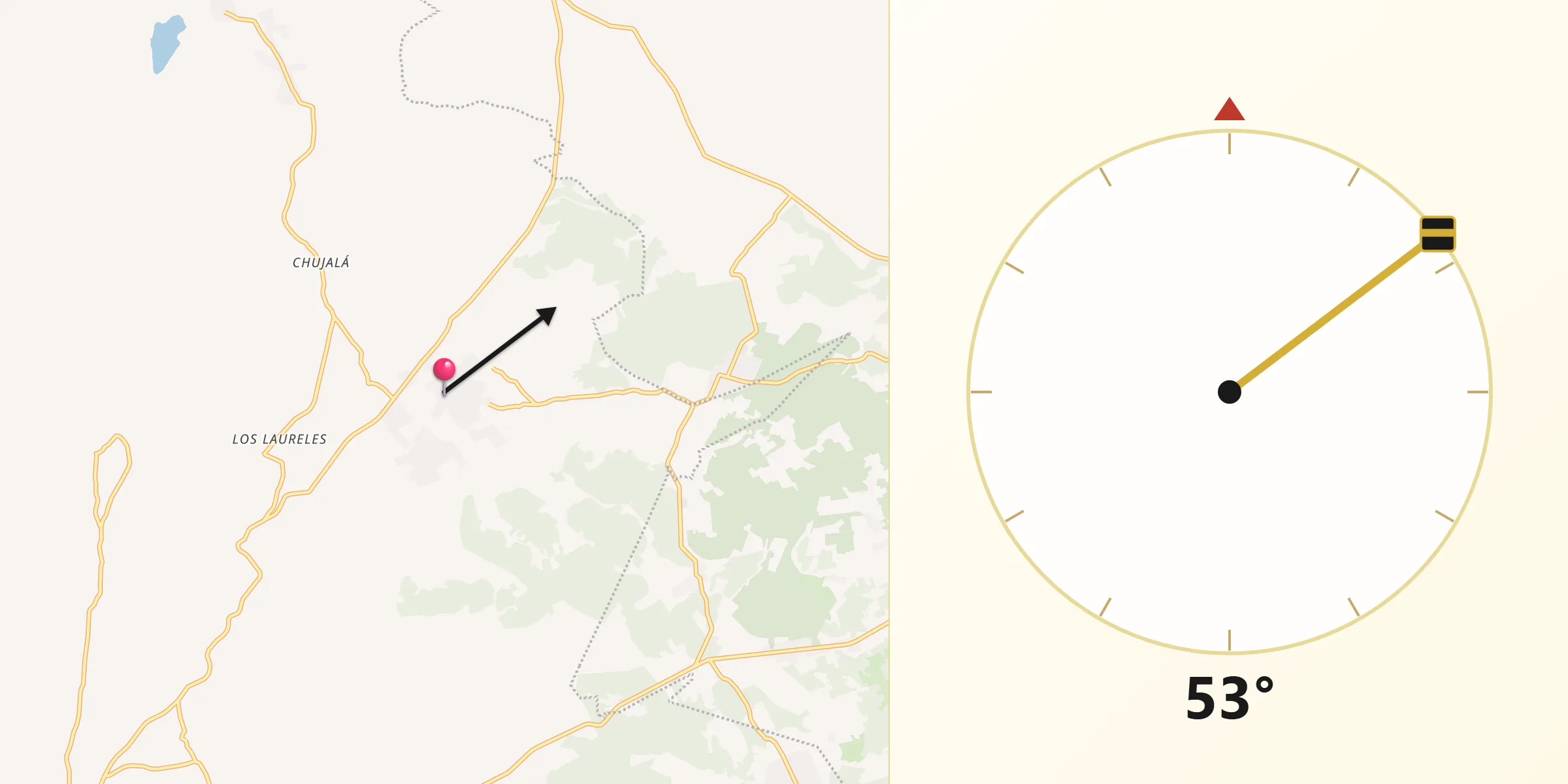 Dirección de la Qibla desde Villahermosa Yaluma