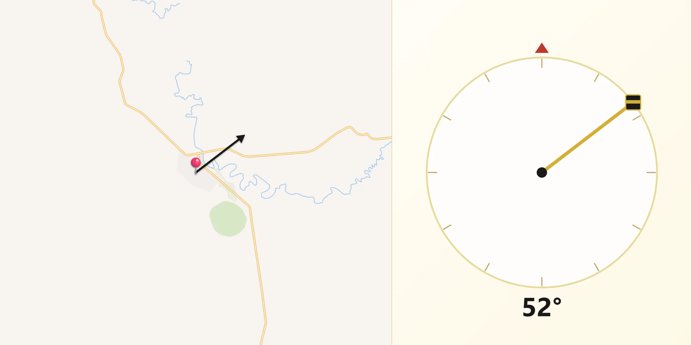 Dirección de la Qibla desde Presidente Echeverría (Laja Tendida)