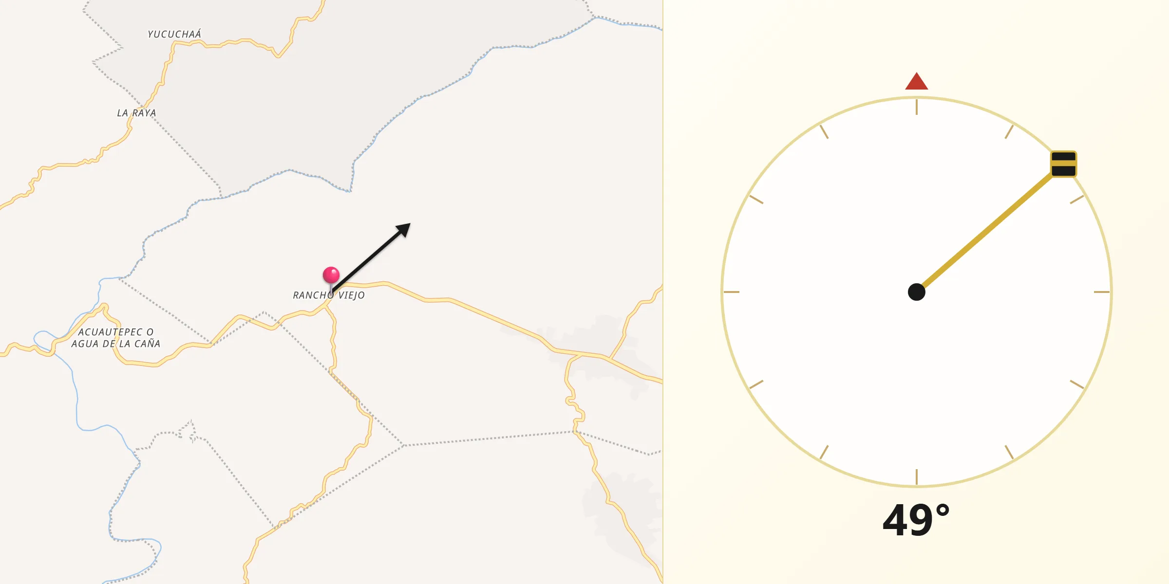 Dirección de la Qibla desde Rancho Viejo