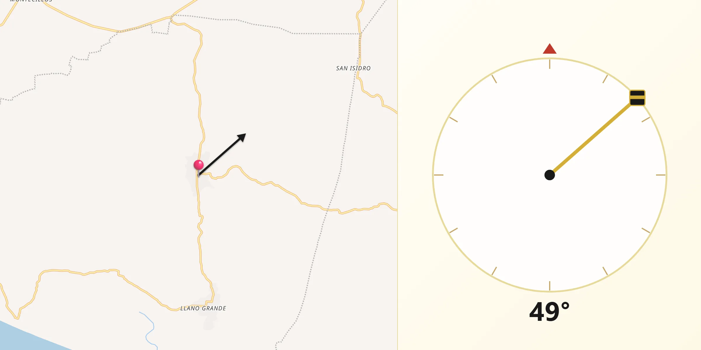 Dirección de la Qibla desde Santiago Tepextla