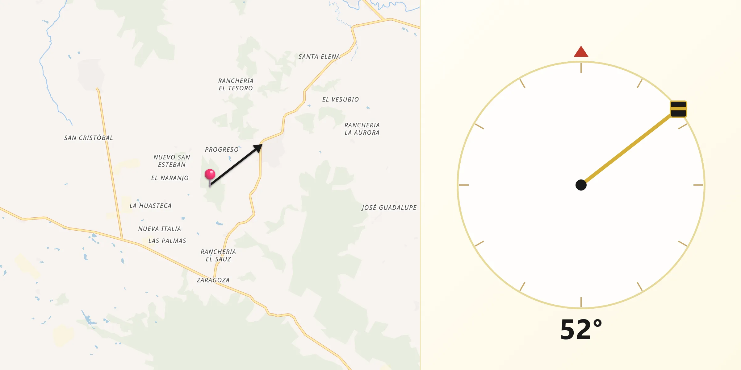 Dirección de la Qibla desde Villaflores