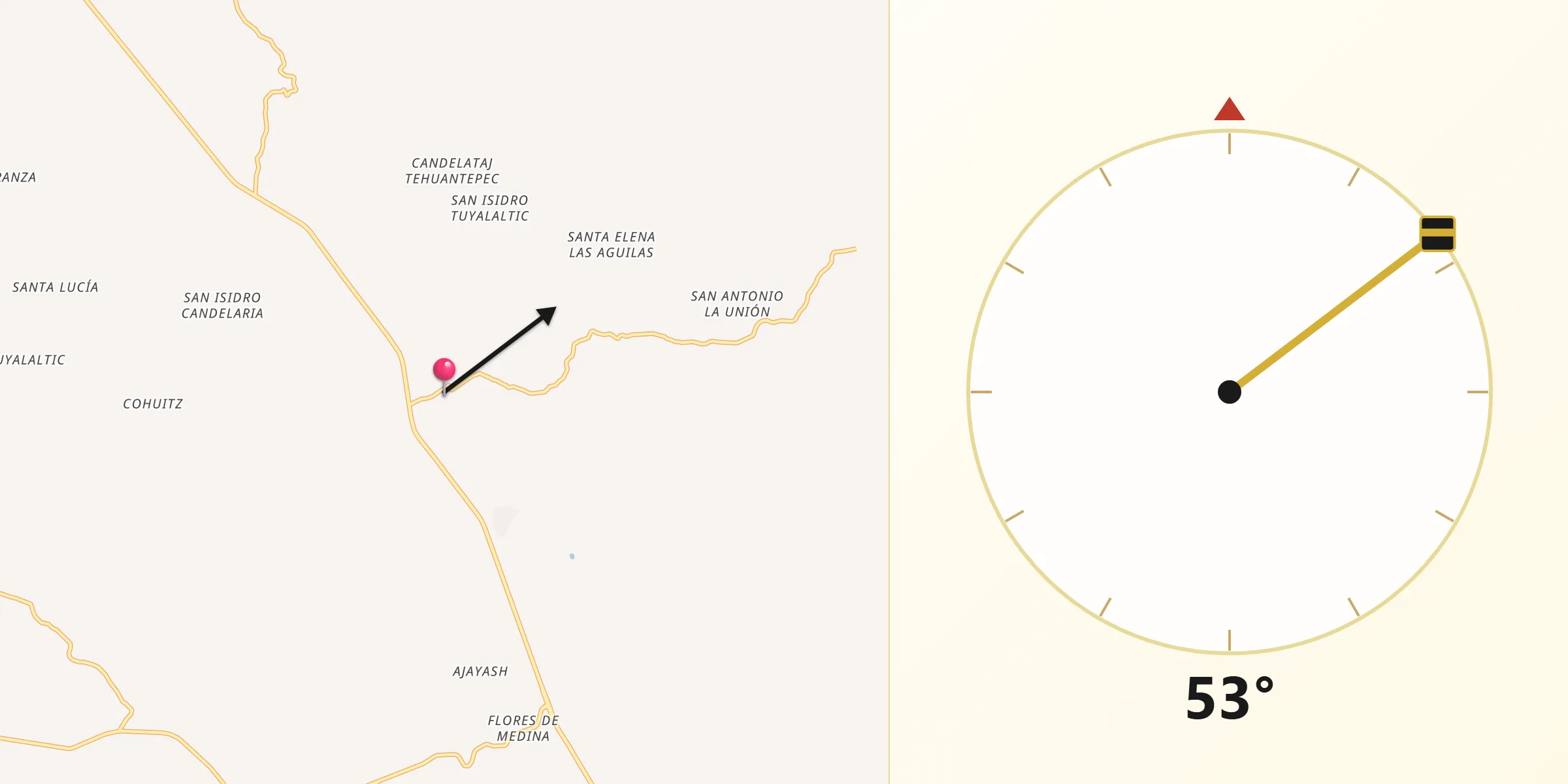 Dirección de la Qibla desde Efraín A. Gutiérrez