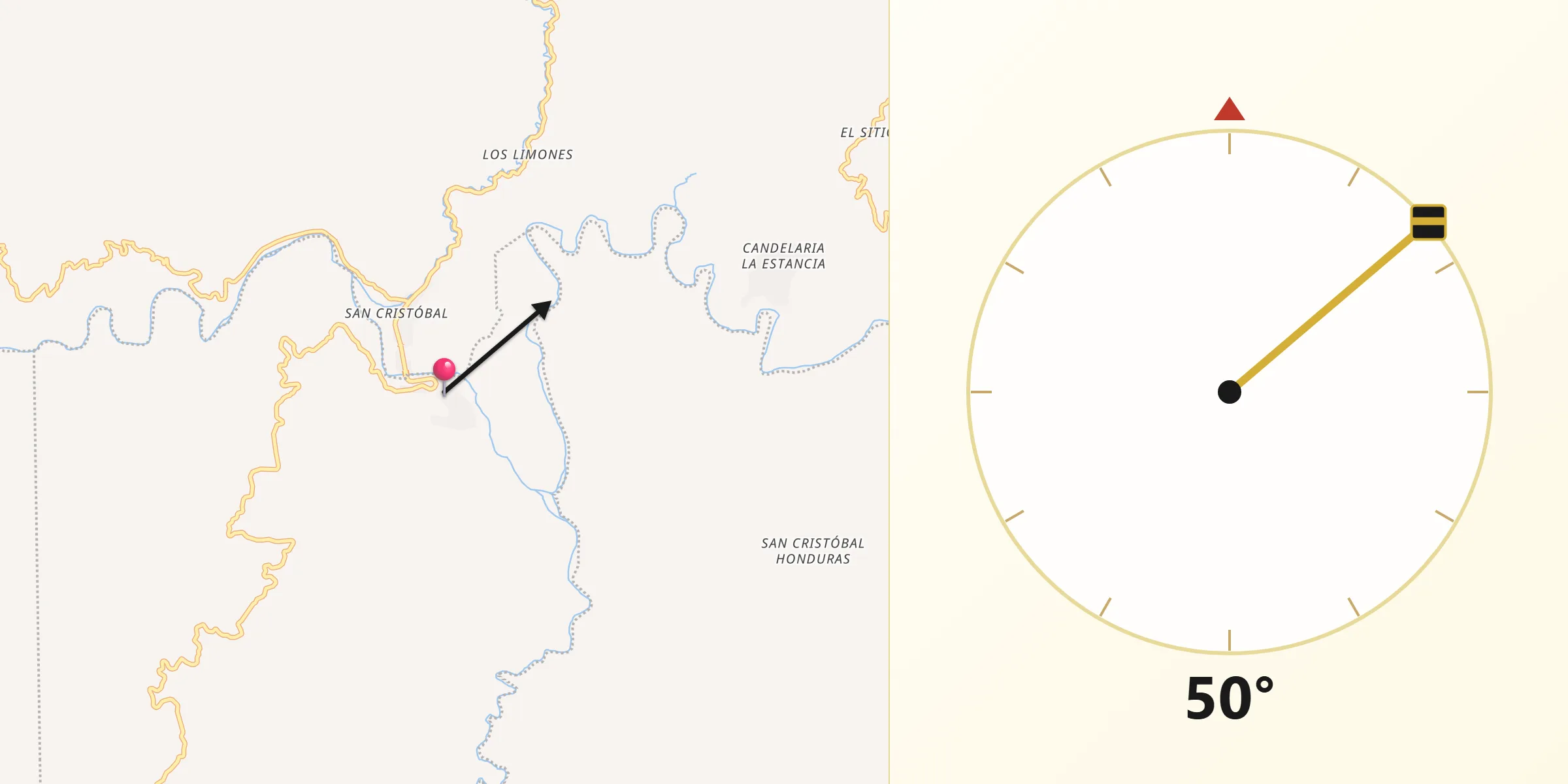 Dirección de la Qibla desde San Pedro Juchaltengo