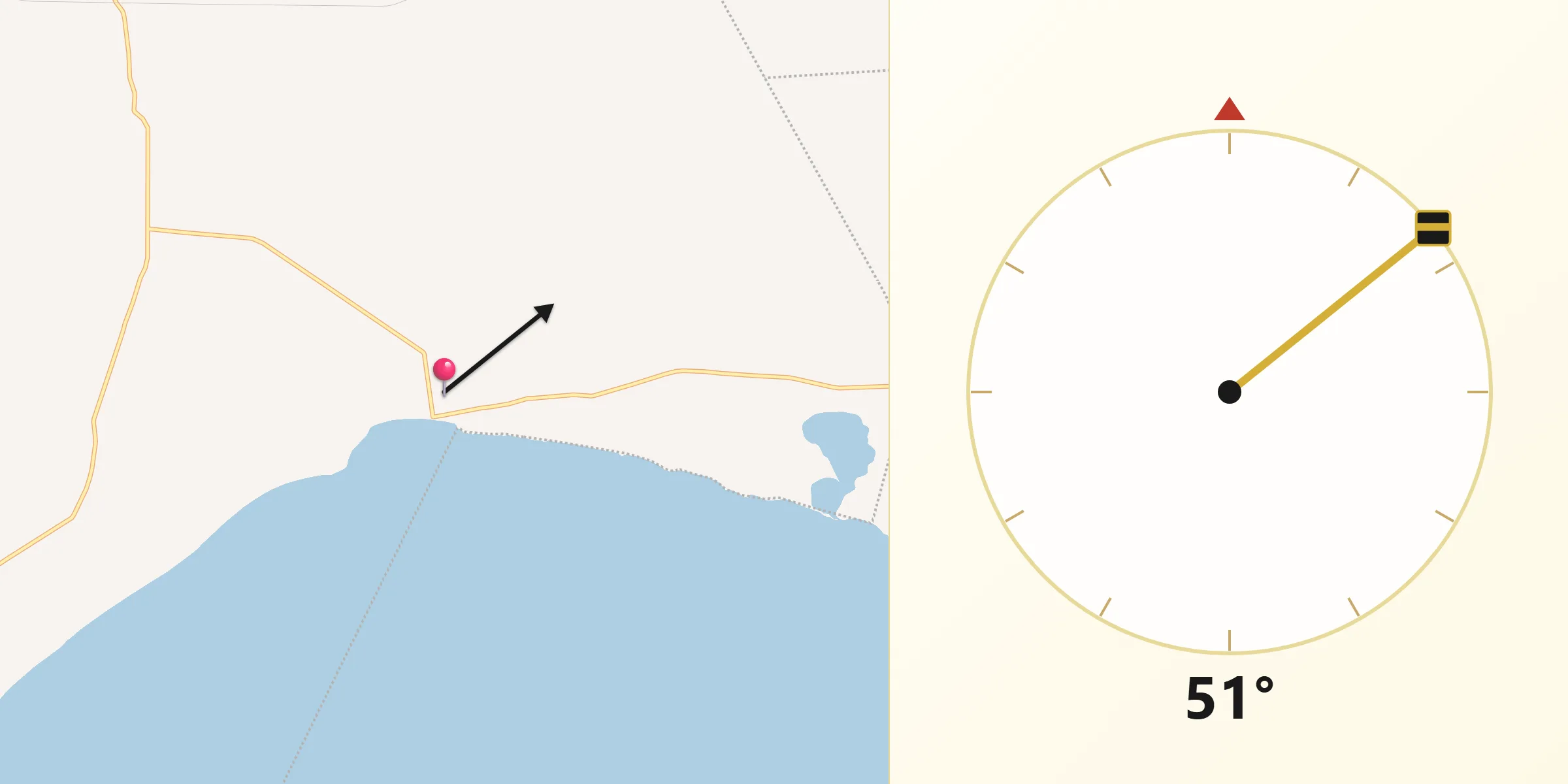 Dirección de la Qibla desde Guamúchil