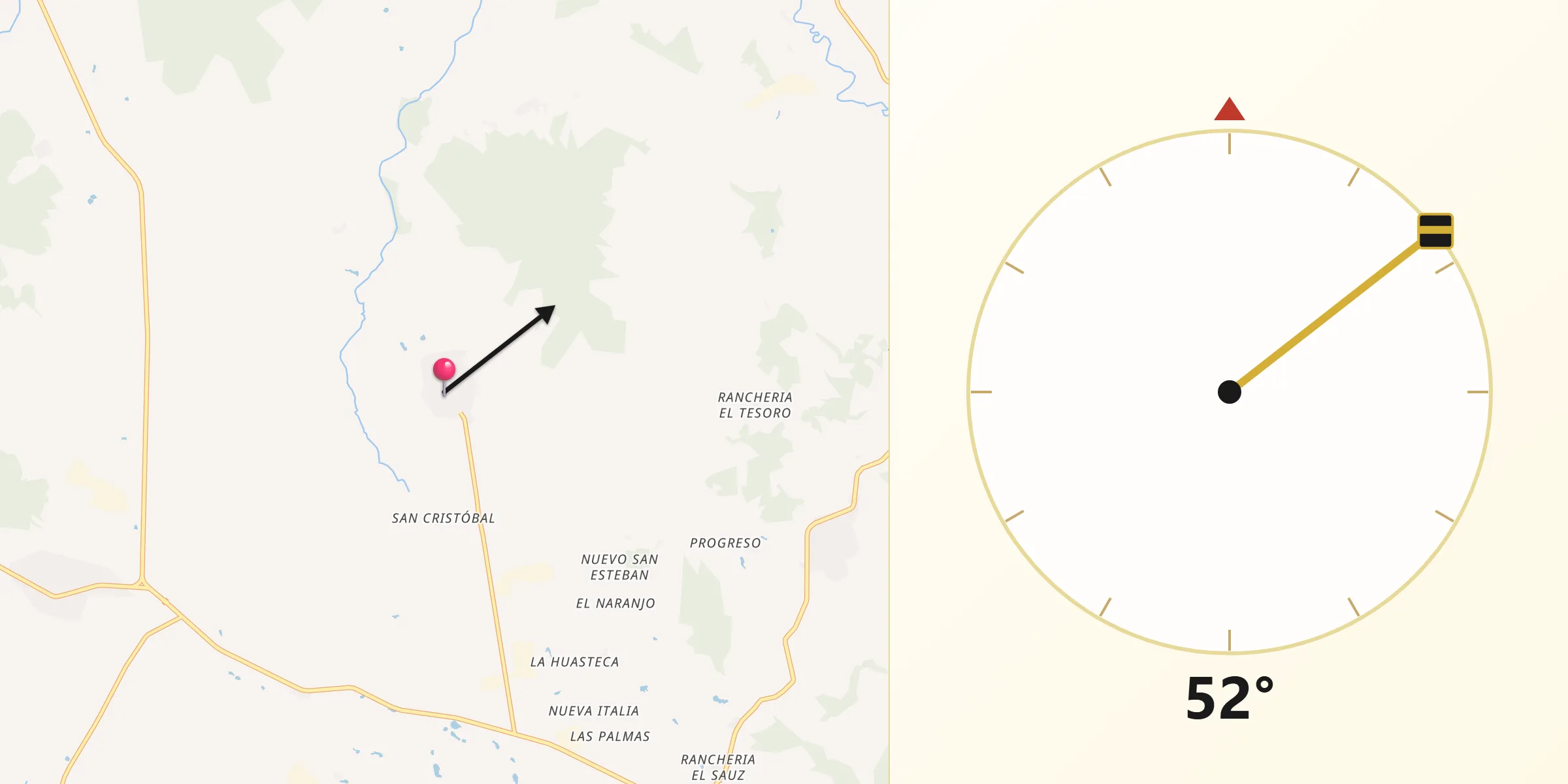 Dirección de la Qibla desde Joaquín Miguel Gutiérrez