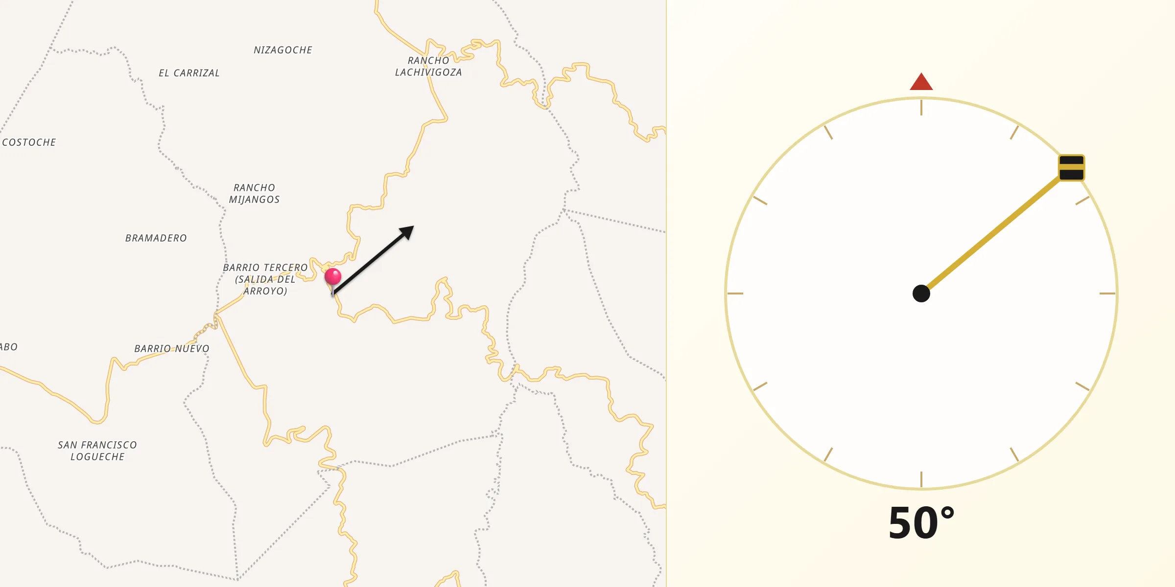 Dirección de la Qibla desde San José Lachiguirí