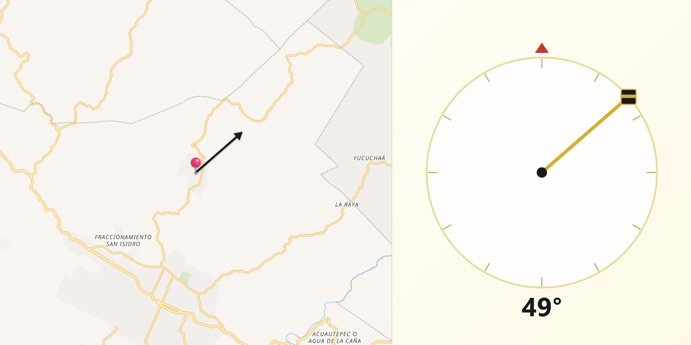 Dirección de la Qibla desde Santa María Jicaltepec