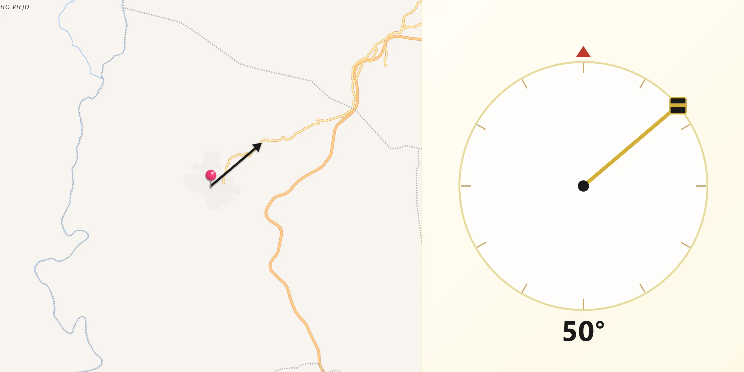 Dirección de la Qibla desde San Vicente Coatlán