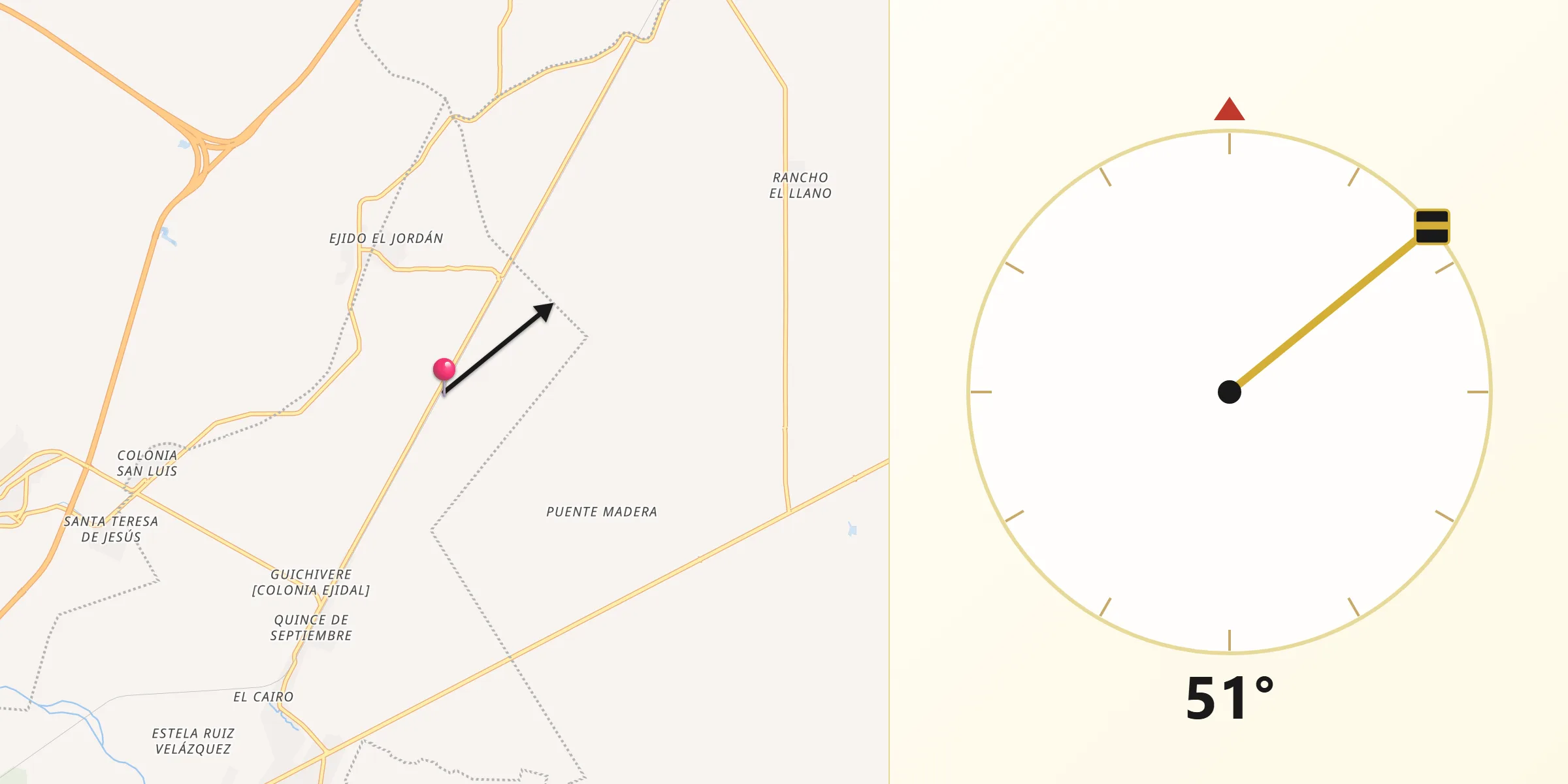 Dirección de la Qibla desde Colonia Jordán