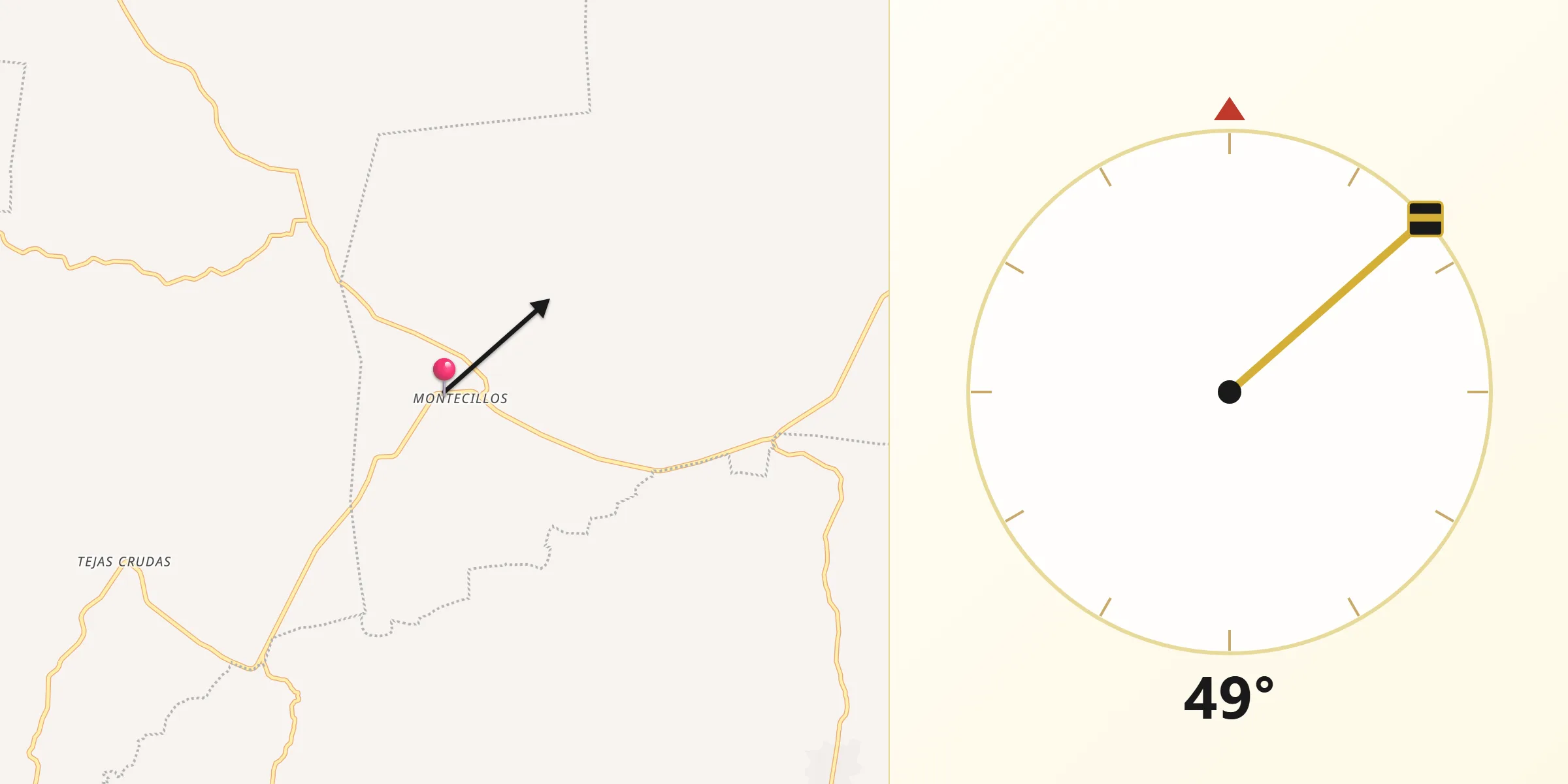 Dirección de la Qibla desde Montecillos