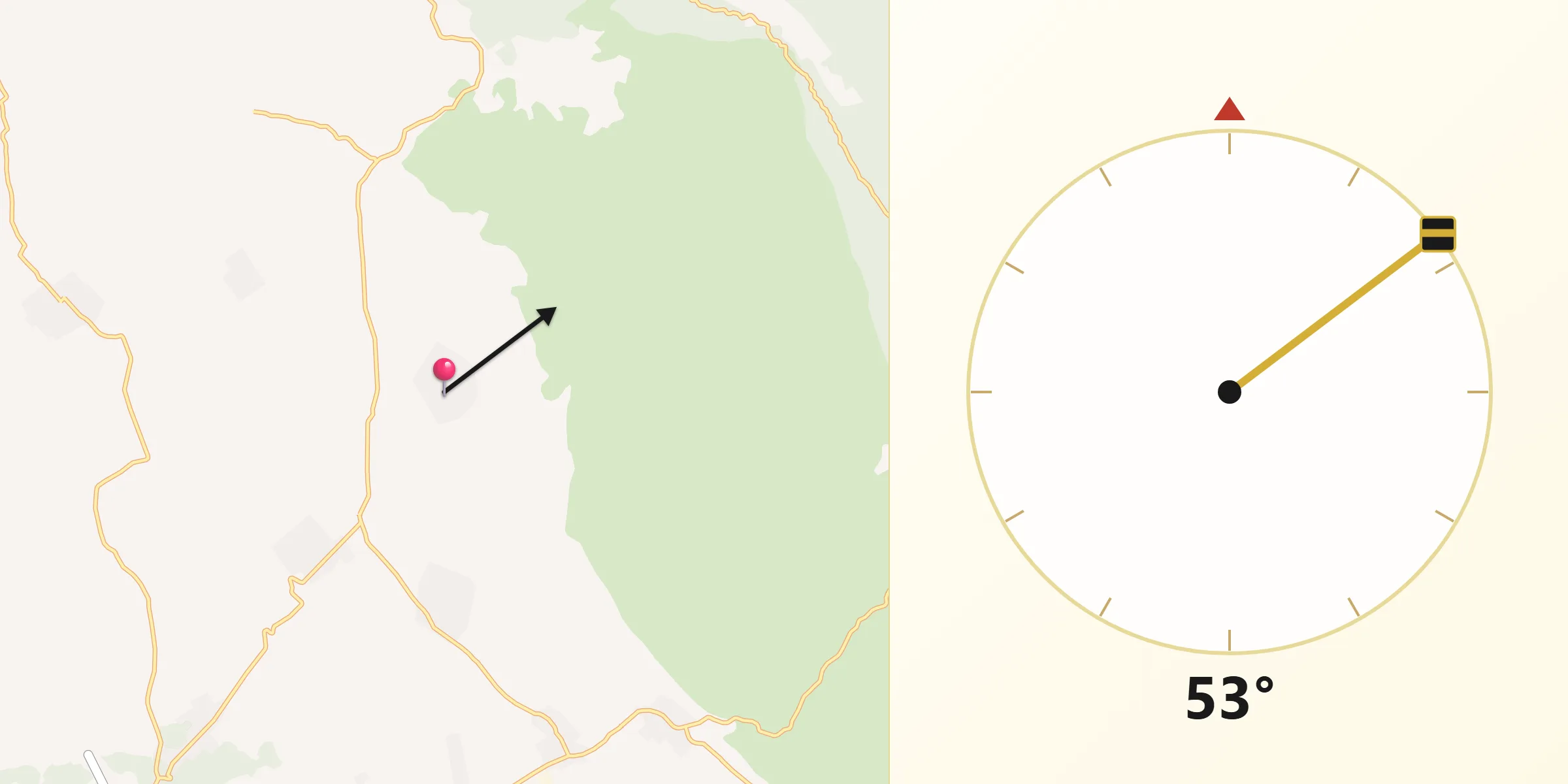 Dirección de la Qibla desde Saltillo