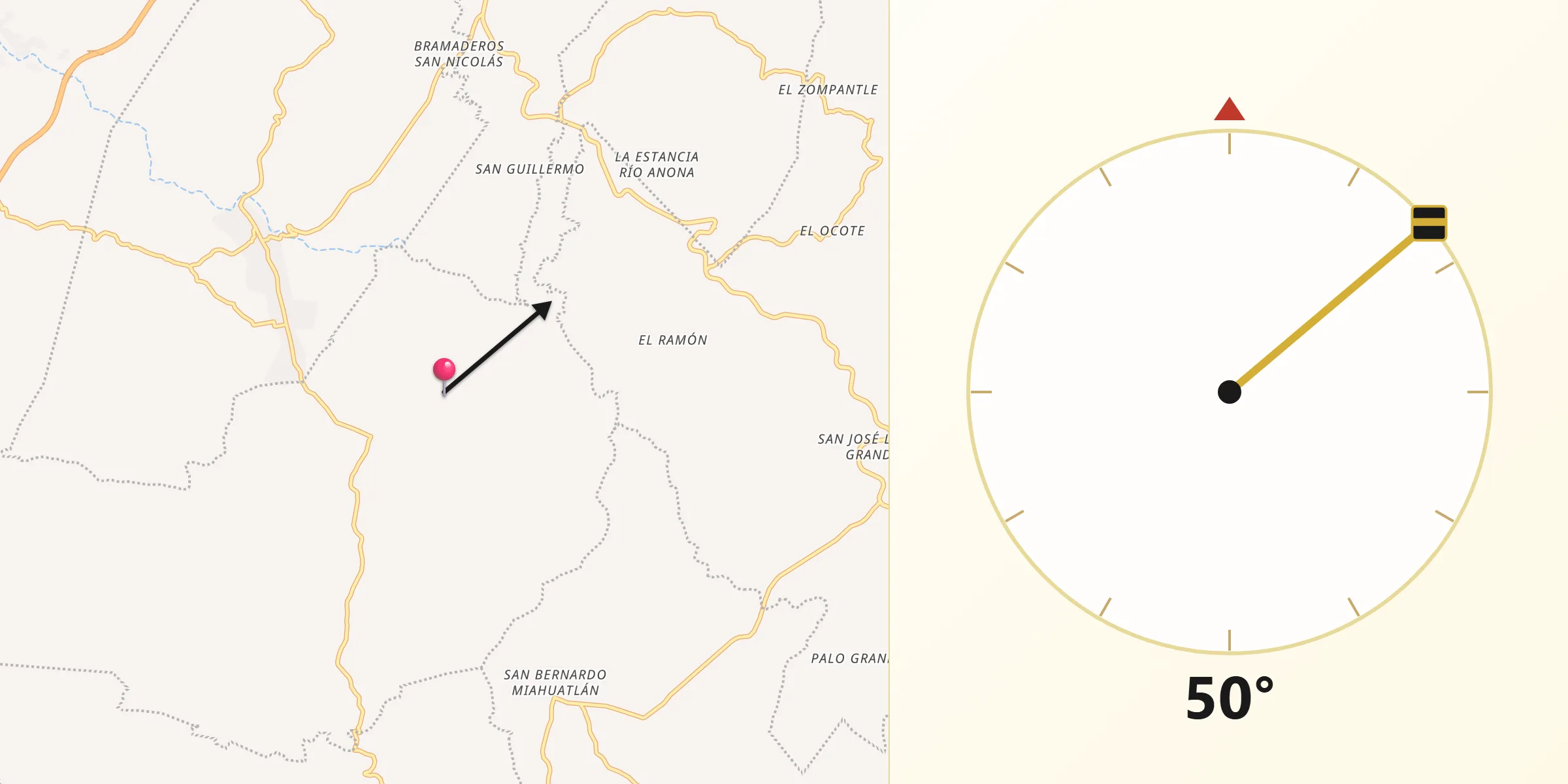 Dirección de la Qibla desde San Simón Almolongas