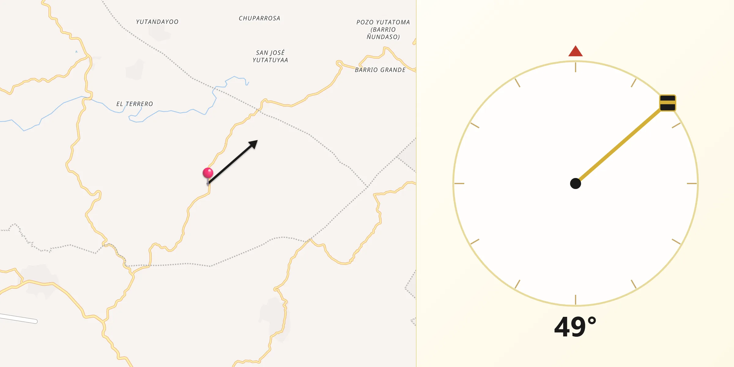 Dirección de la Qibla desde San Miguel Tlacamama