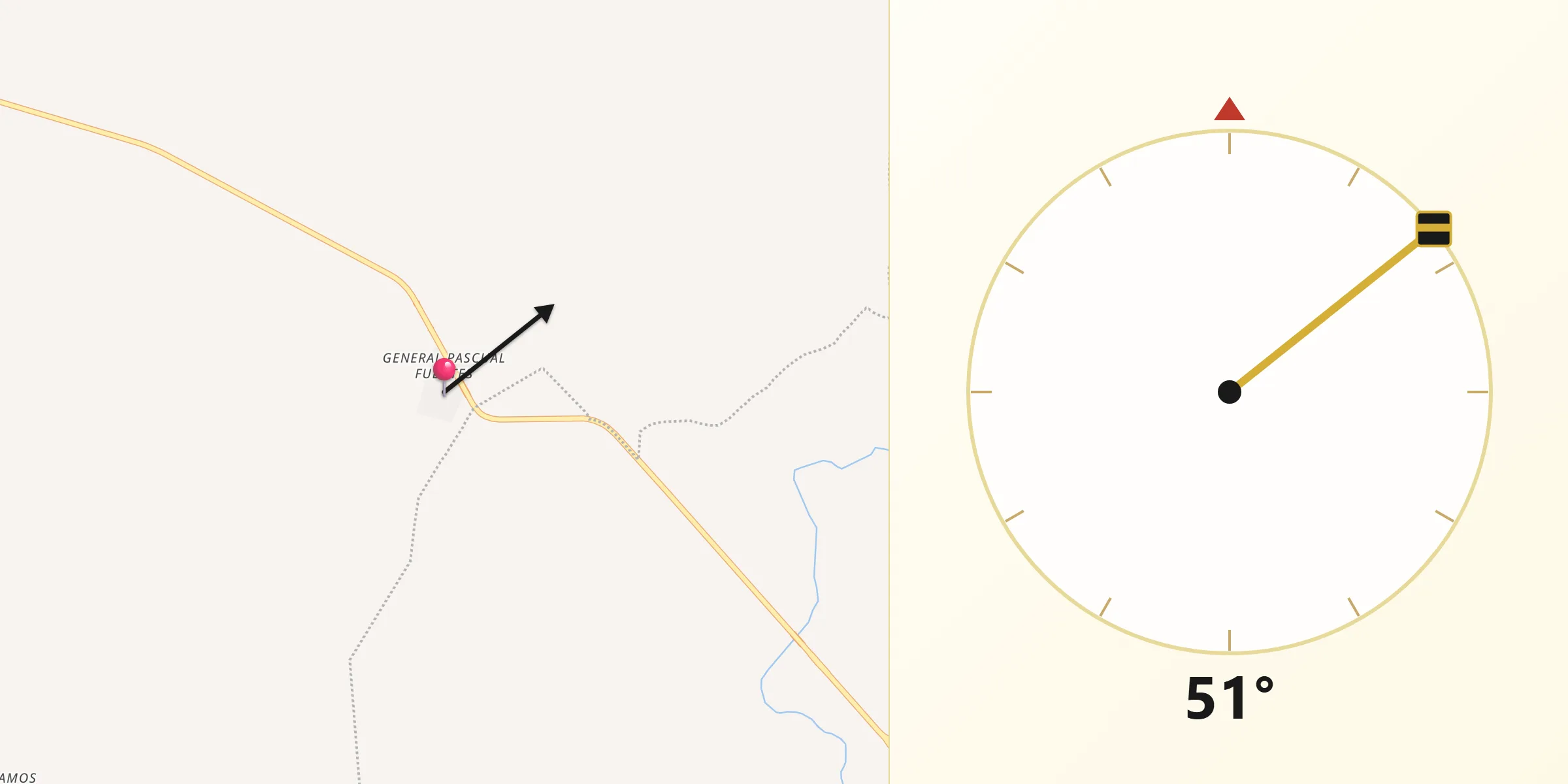 Dirección de la Qibla desde General Pascual Fentes