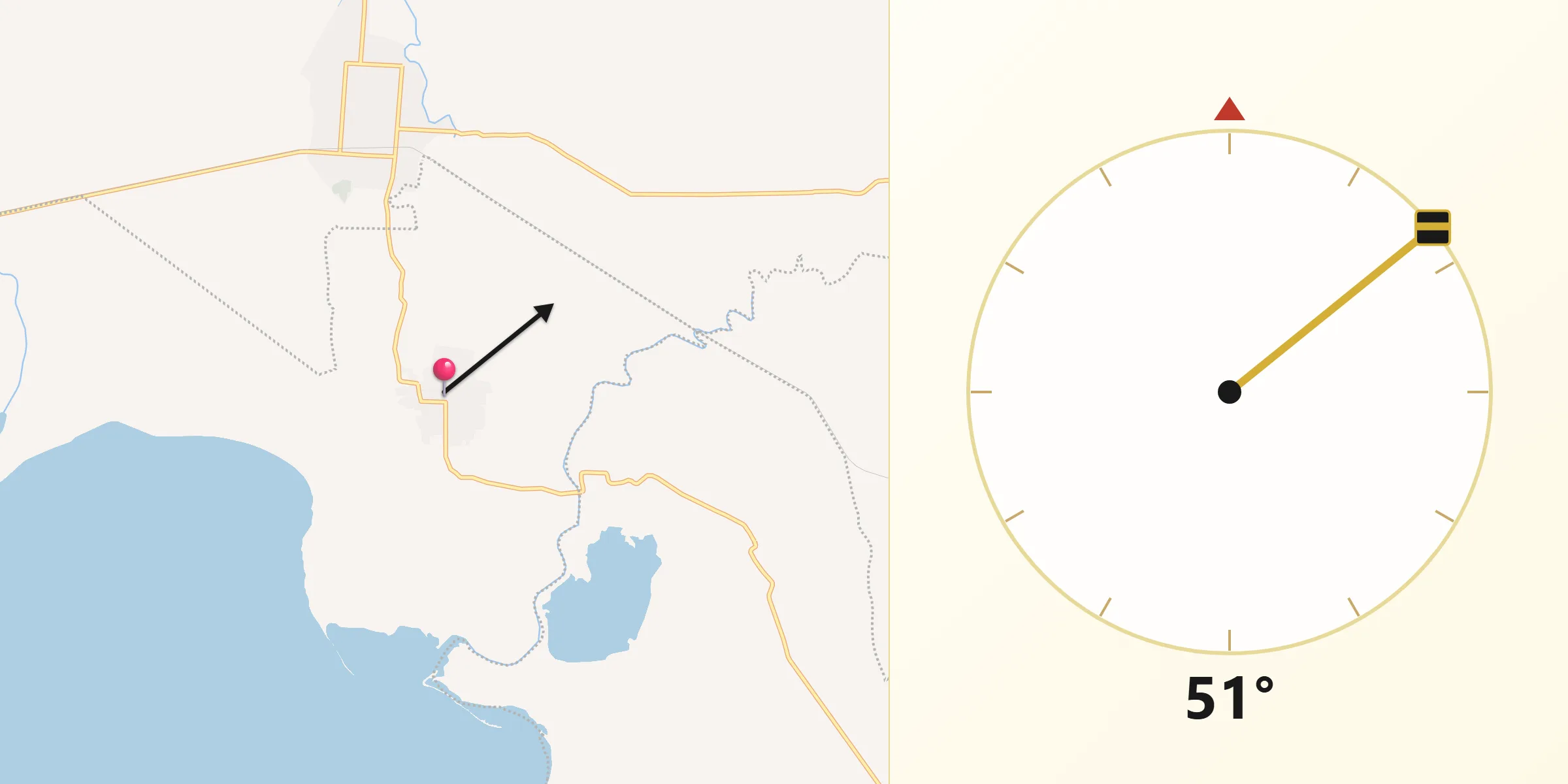 Dirección de la Qibla desde Chicapa de Castro