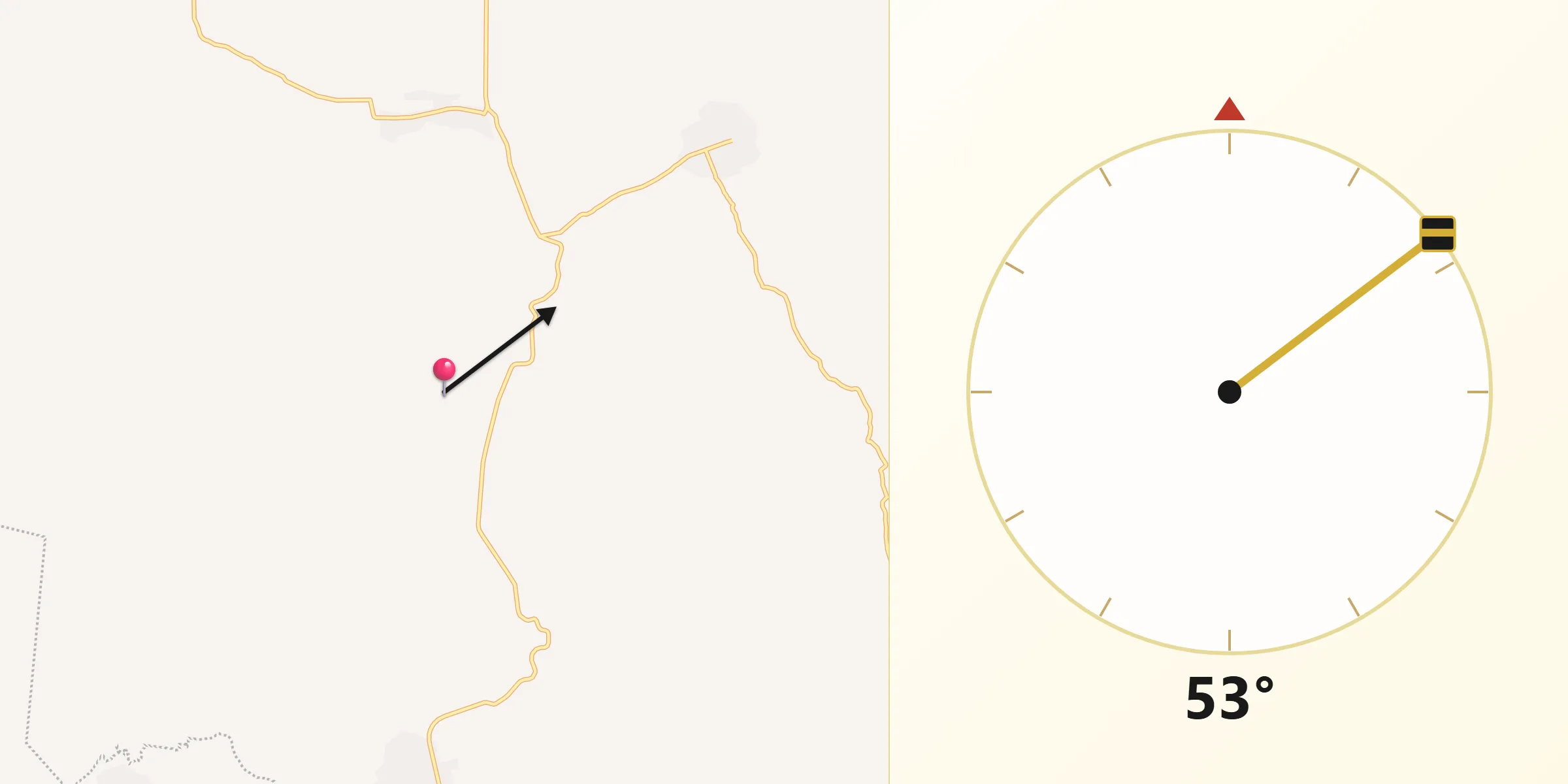 Dirección de la Qibla desde Lomantán