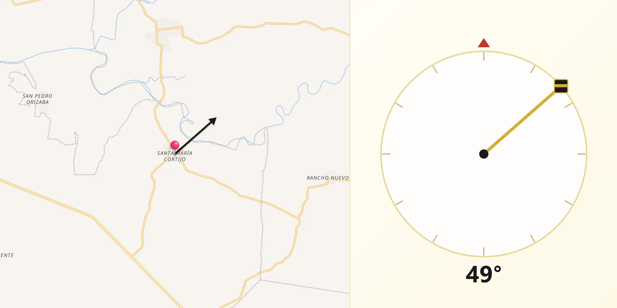 Dirección de la Qibla desde Santa María Cortijo