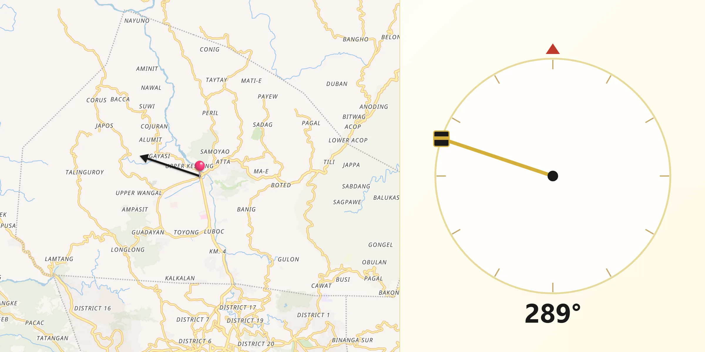 Qibla Direction from La Trinidad