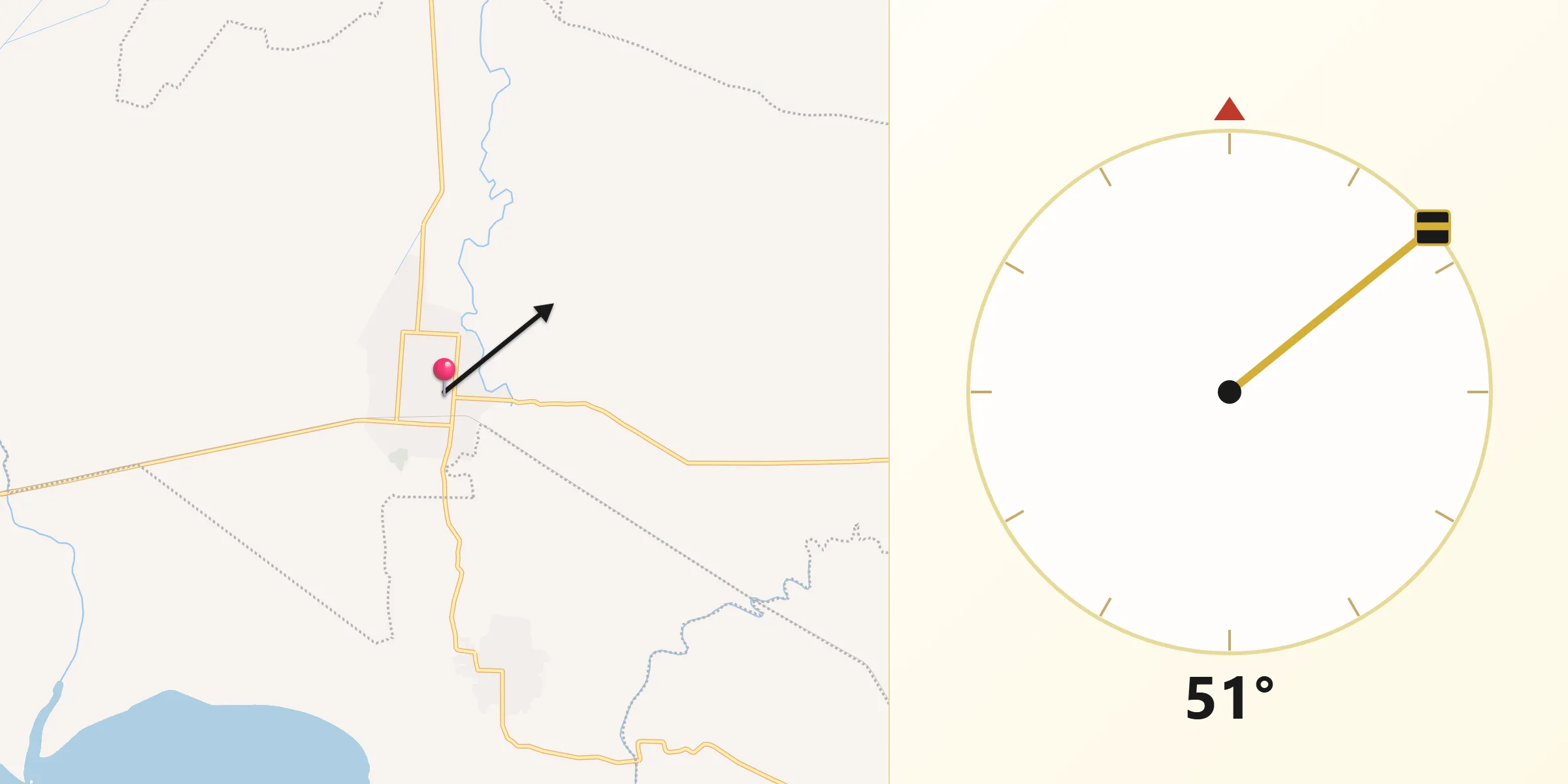 Dirección de la Qibla desde Unión Hidalgo