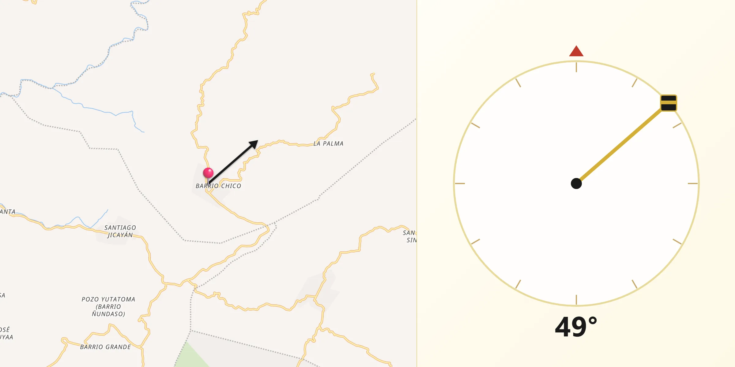 Dirección de la Qibla desde San Pedro Atoyac