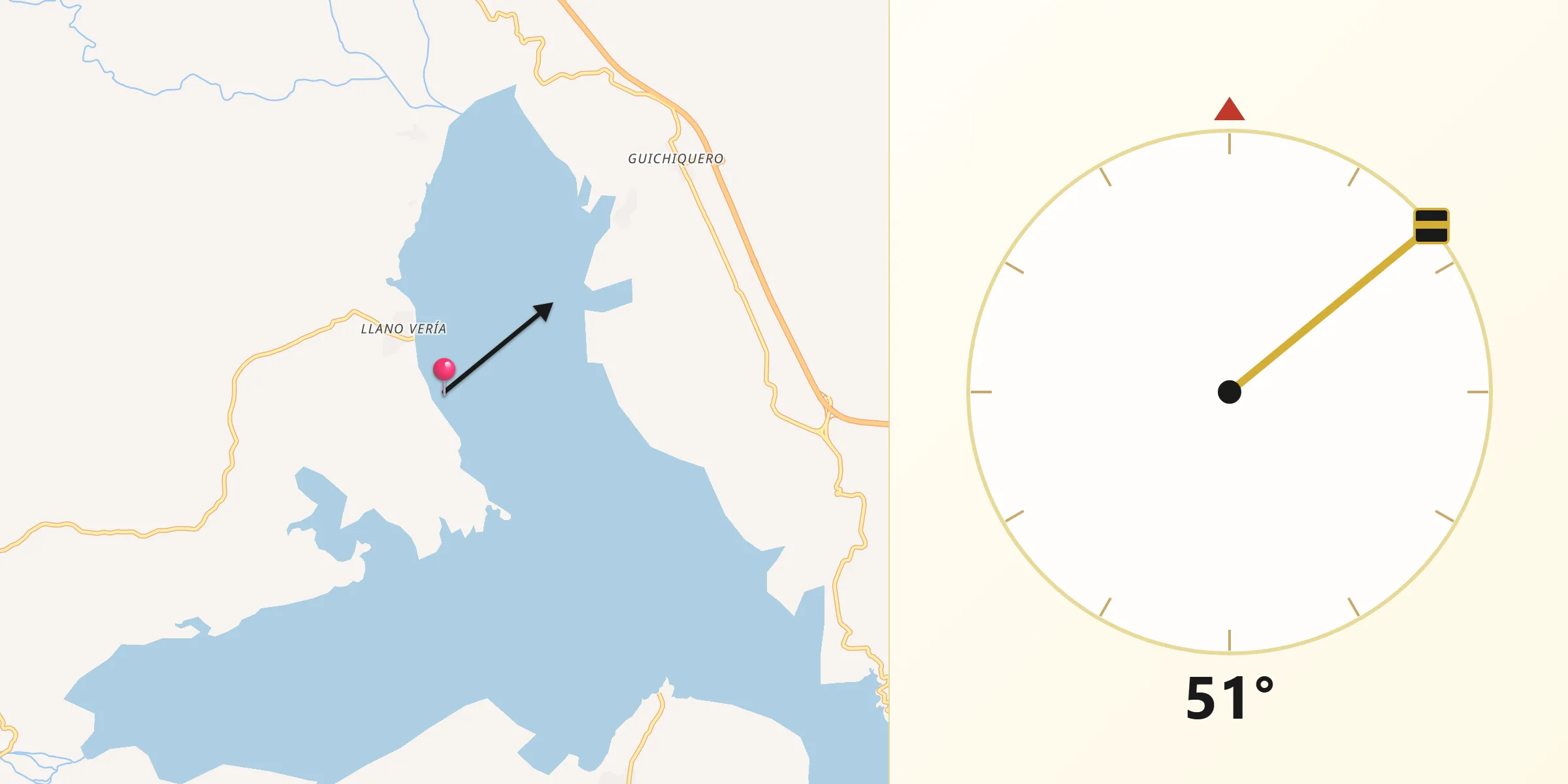 Dirección de la Qibla desde Jalapa