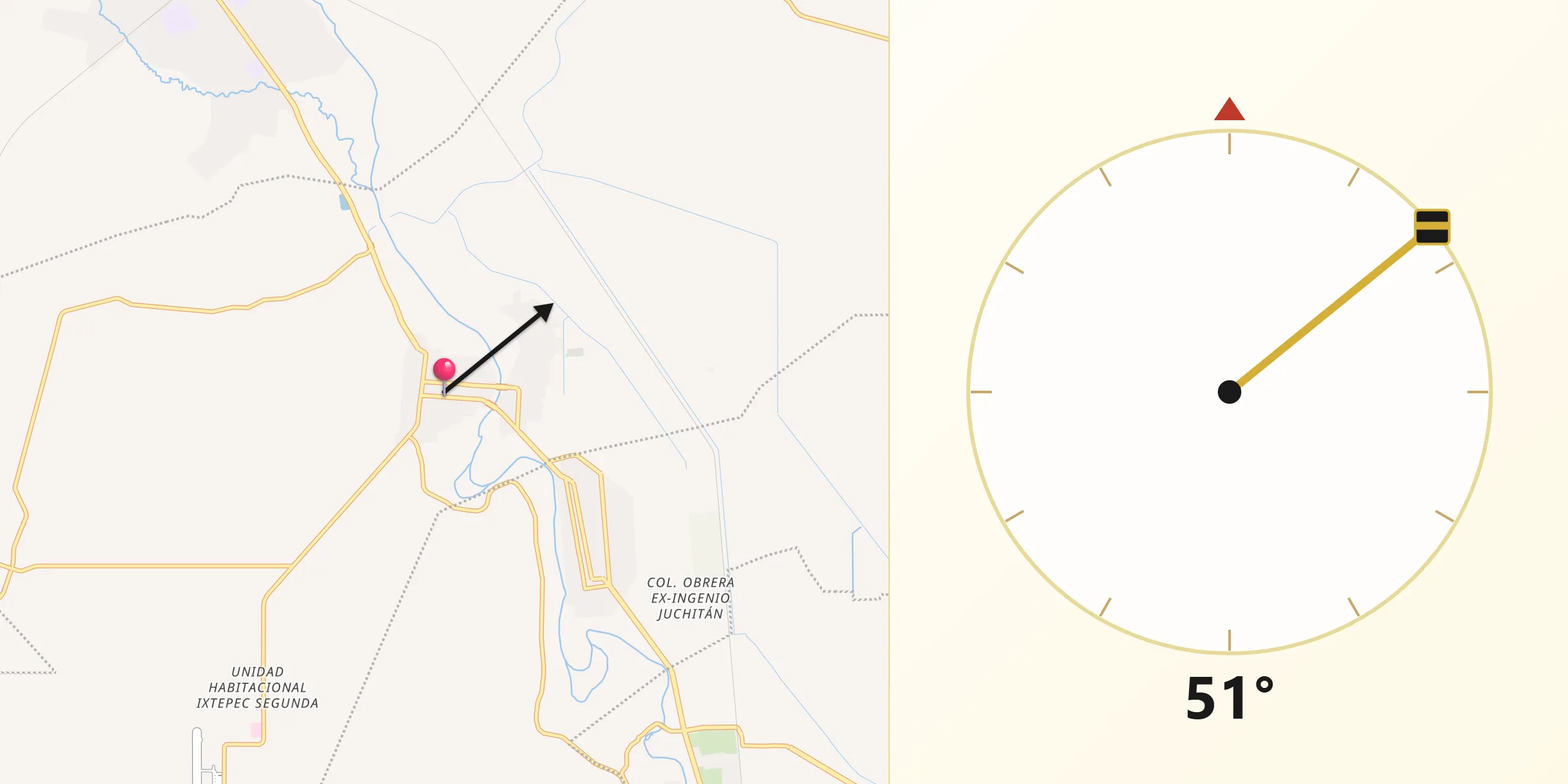 Dirección de la Qibla desde Asunción Ixtaltepec