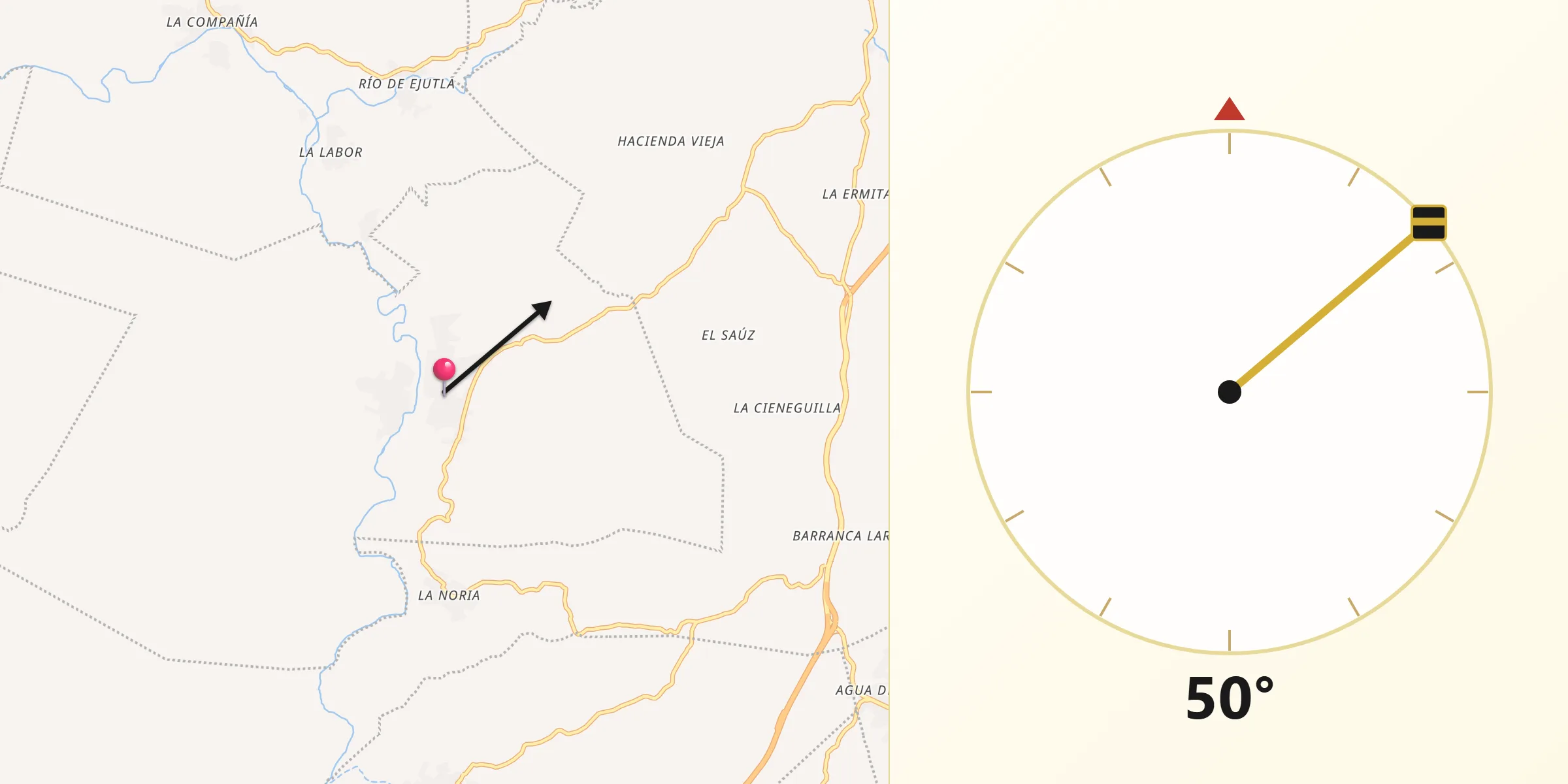 Dirección de la Qibla desde San Agustín Amatengo