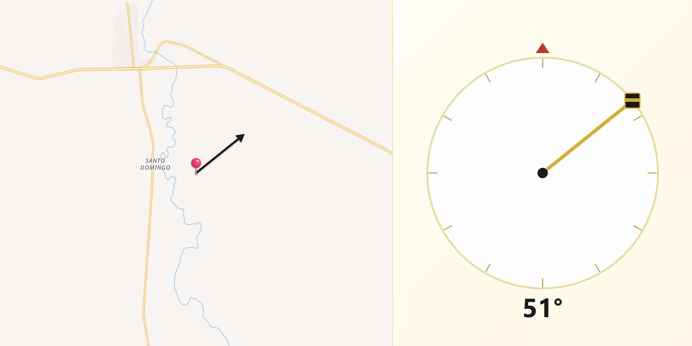 Dirección de la Qibla desde Santiago Niltepec