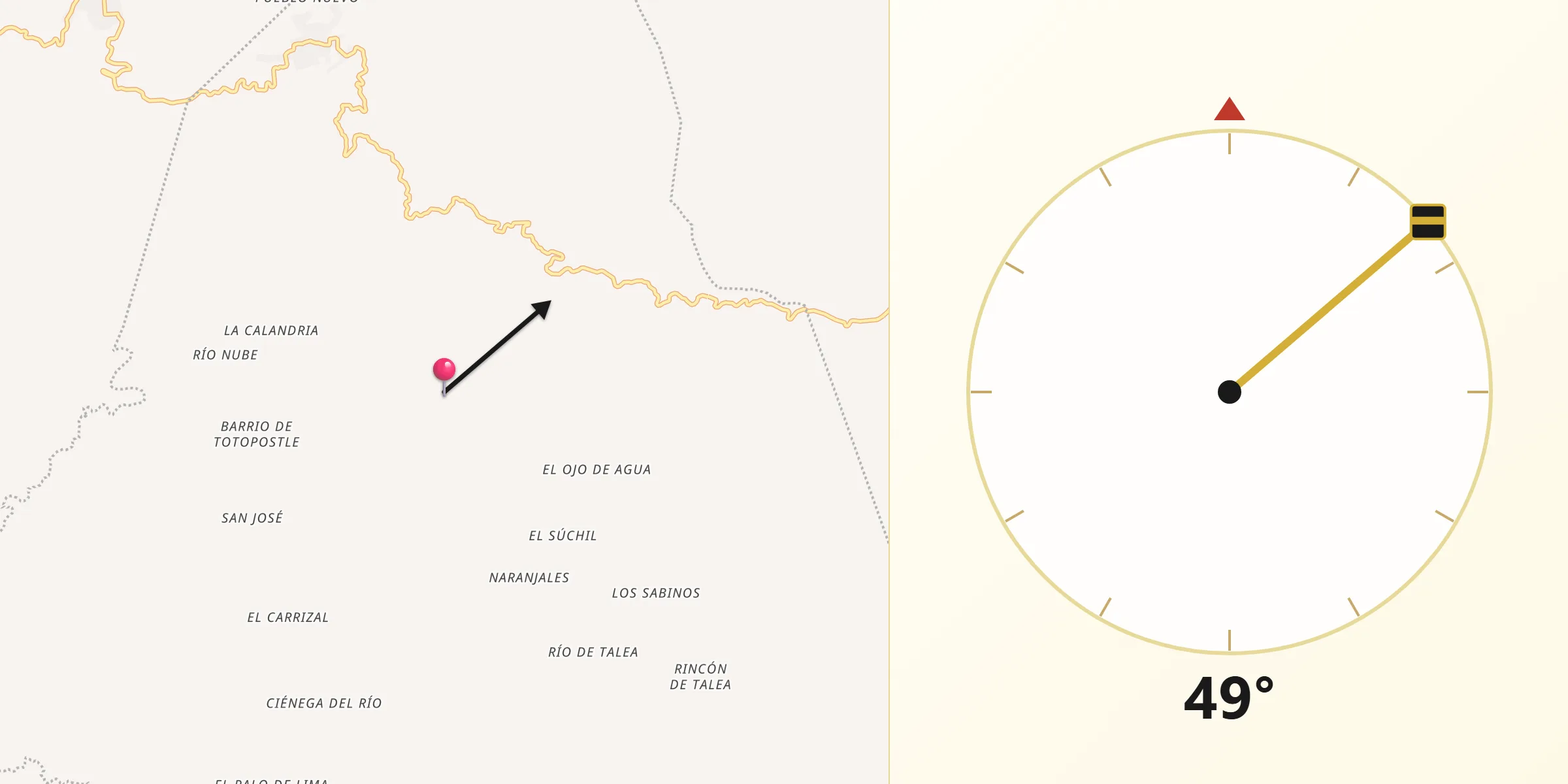 Dirección de la Qibla desde El Arador