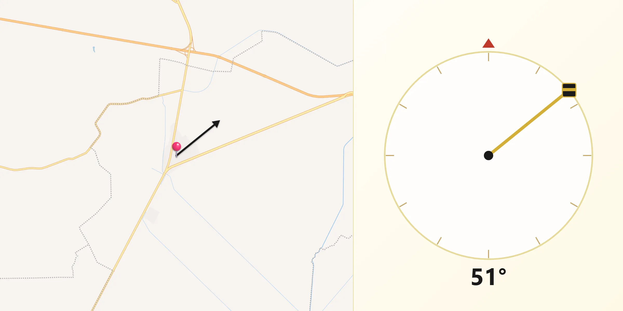 Dirección de la Qibla desde La Ventosa