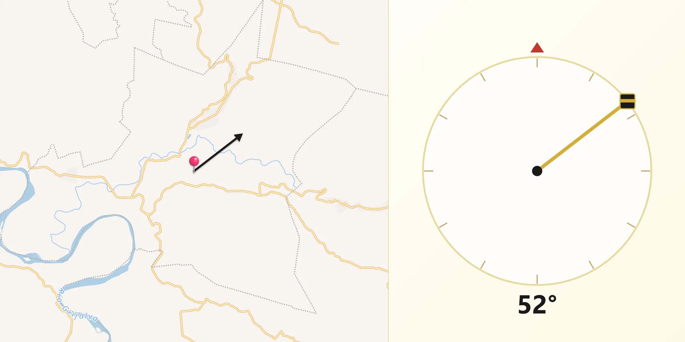 Dirección de la Qibla desde Chiapilla